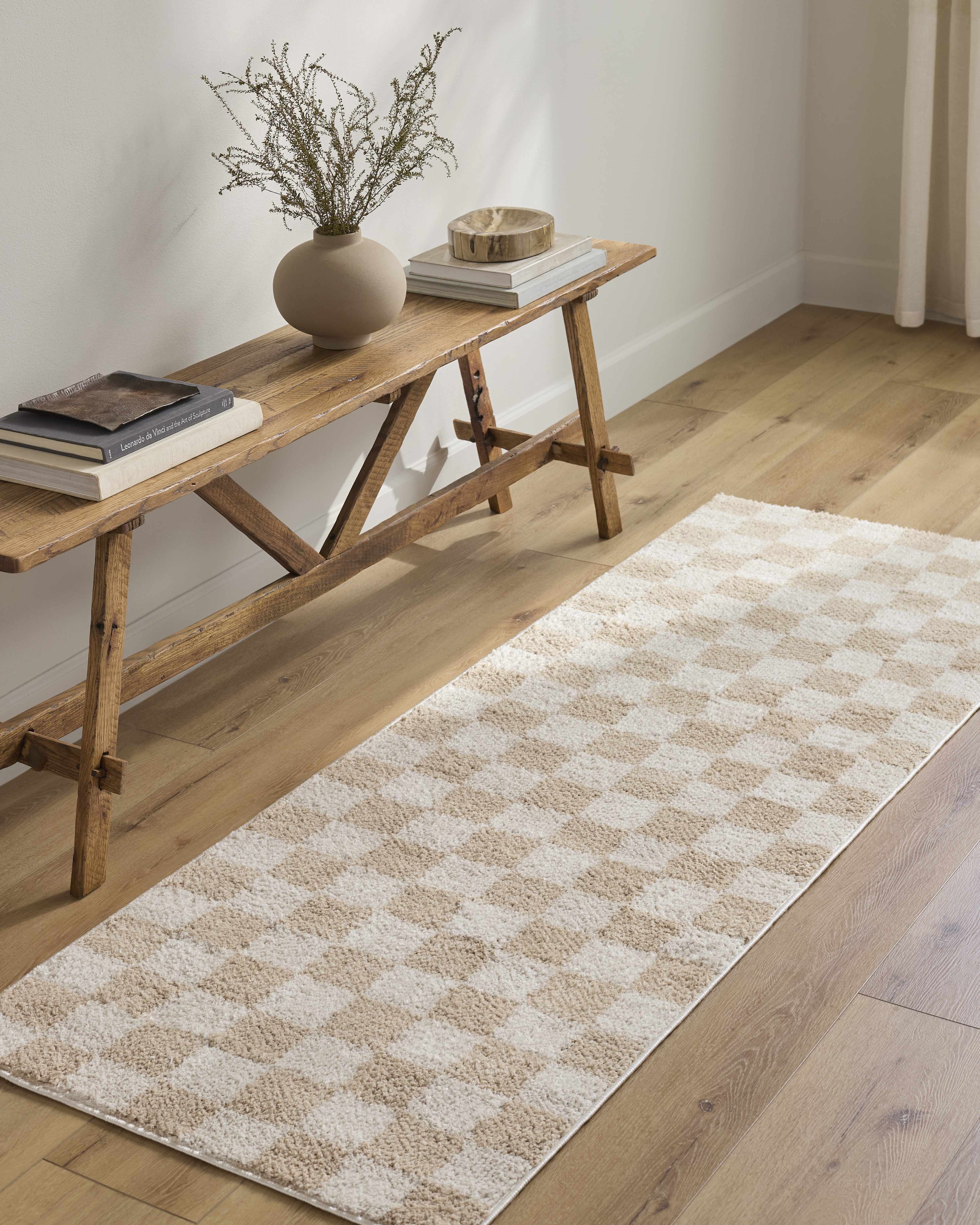 Canika Checkered Cream Washable Area Rug - Image 9
