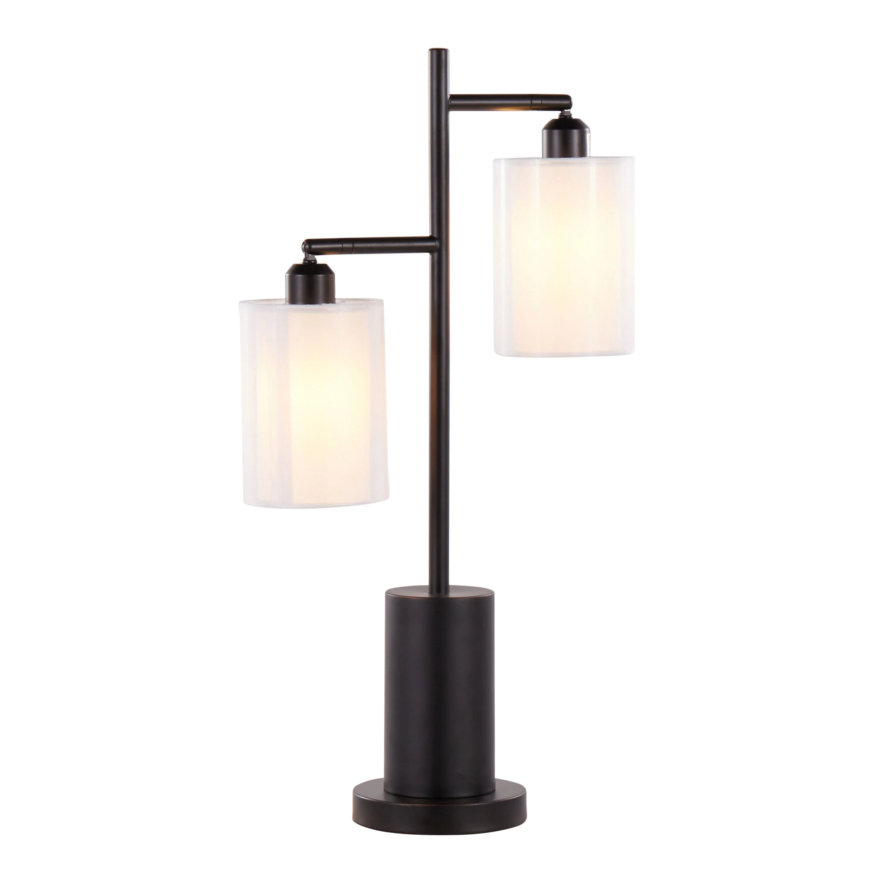 Cannes Contemporary Table Lamp in Black Metal with White Shades - Image 2