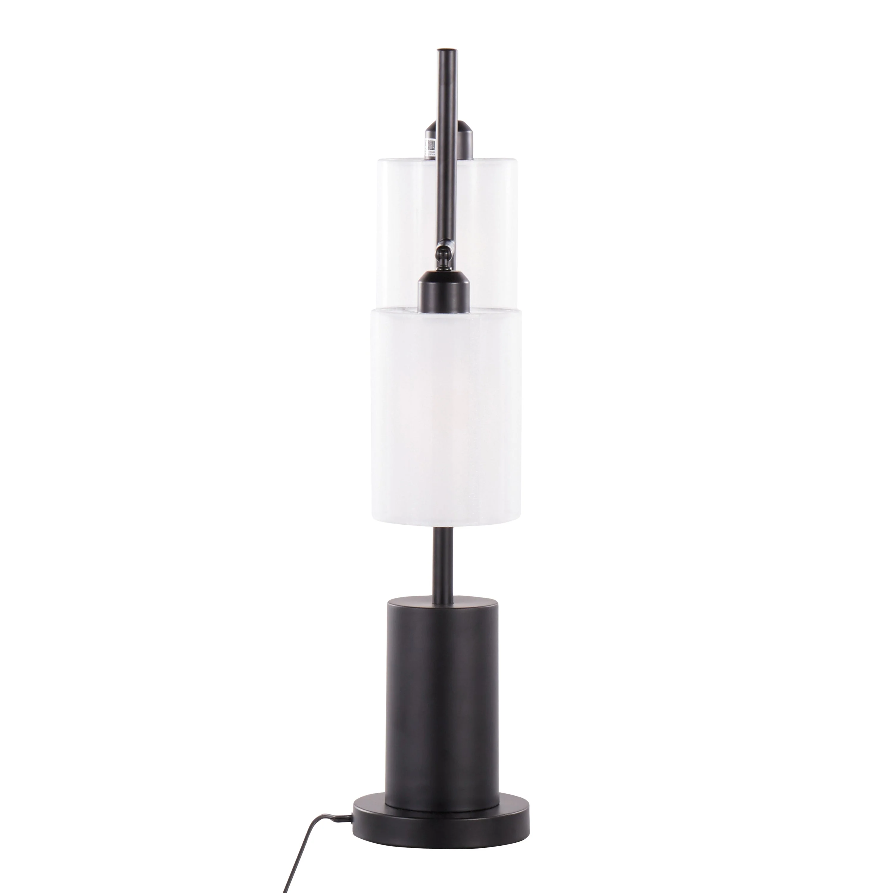 Cannes Contemporary Table Lamp in Black Metal with White Shades - Image 3