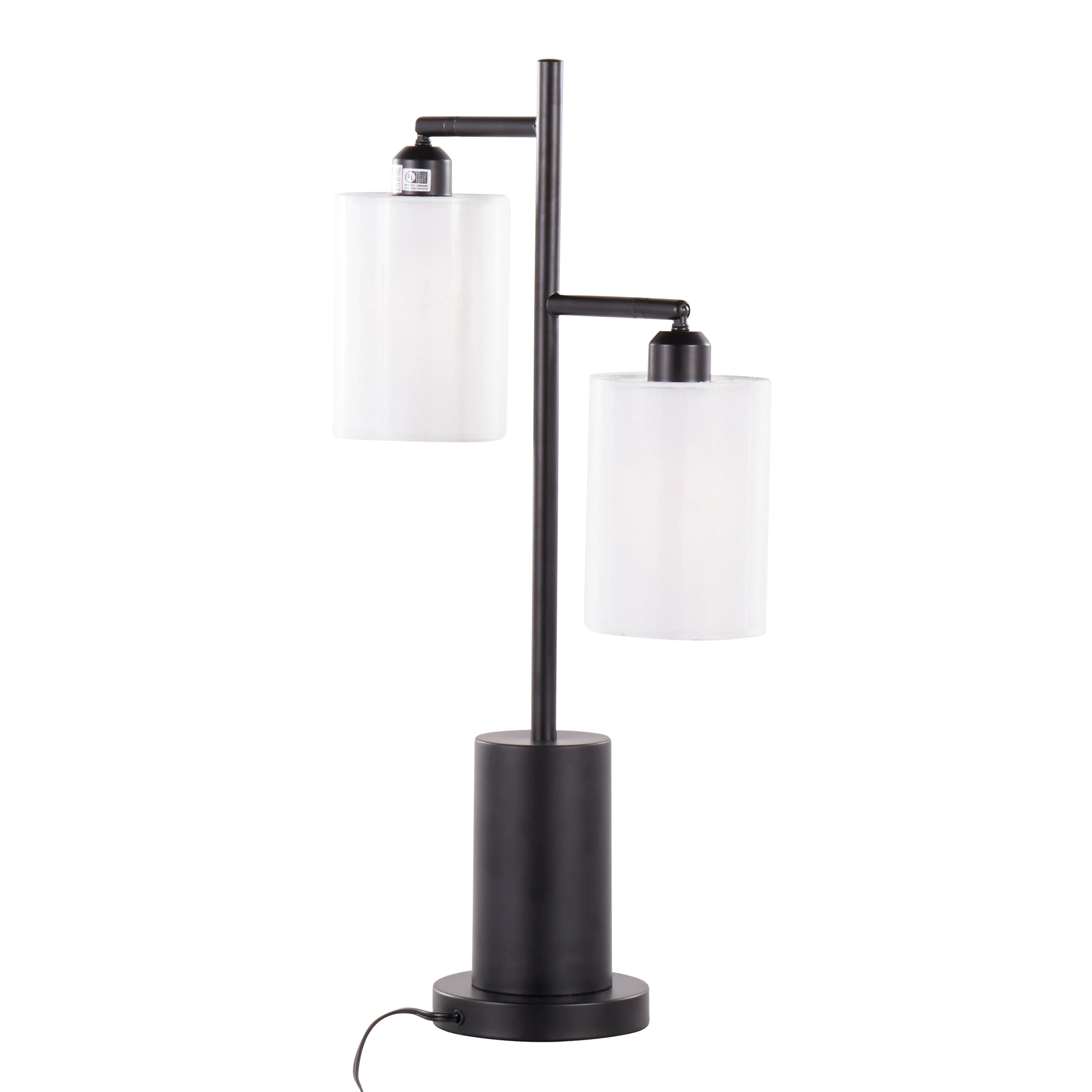 Cannes Contemporary Table Lamp in Black Metal with White Shades - Image 4