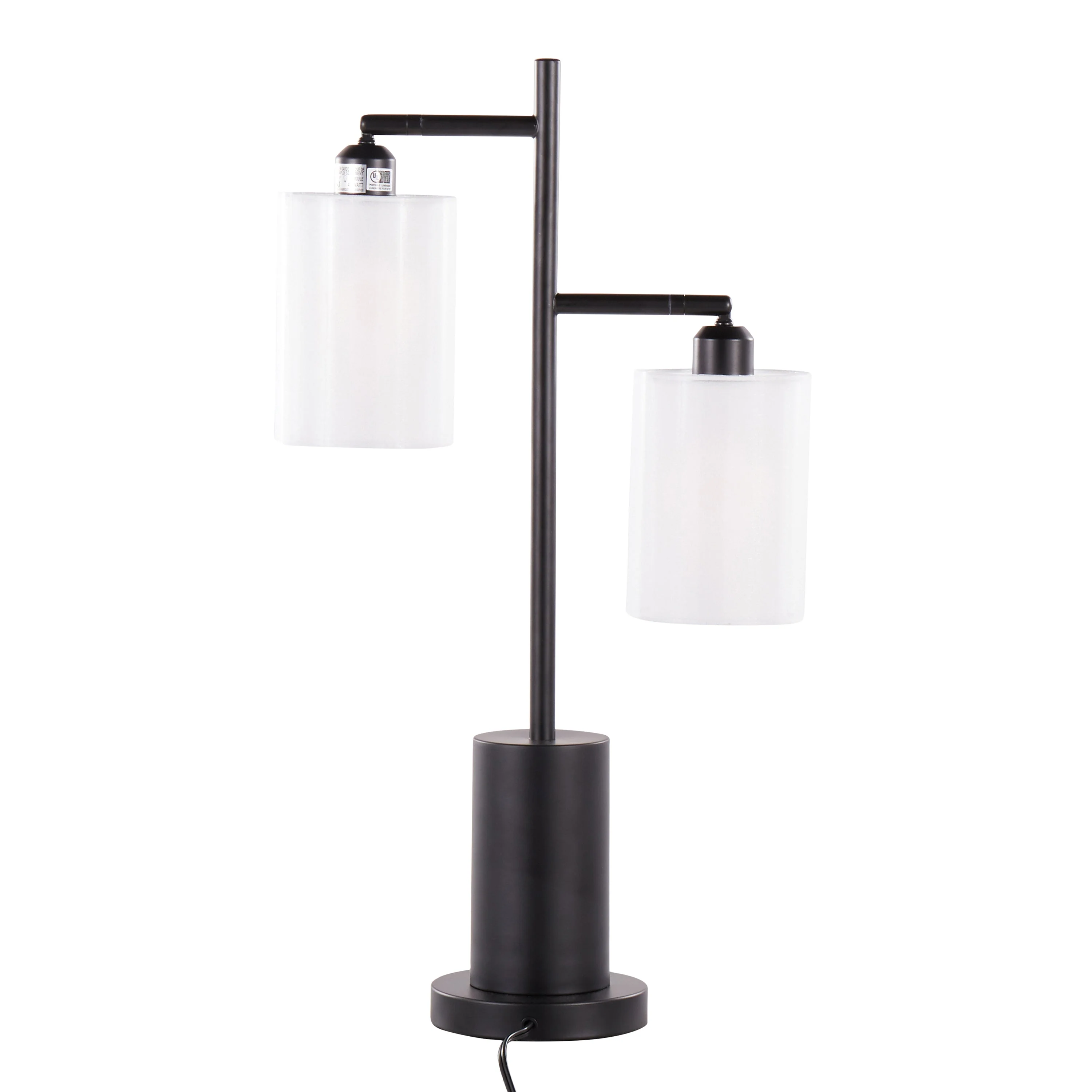 Cannes Contemporary Table Lamp in Black Metal with White Shades - Image 5