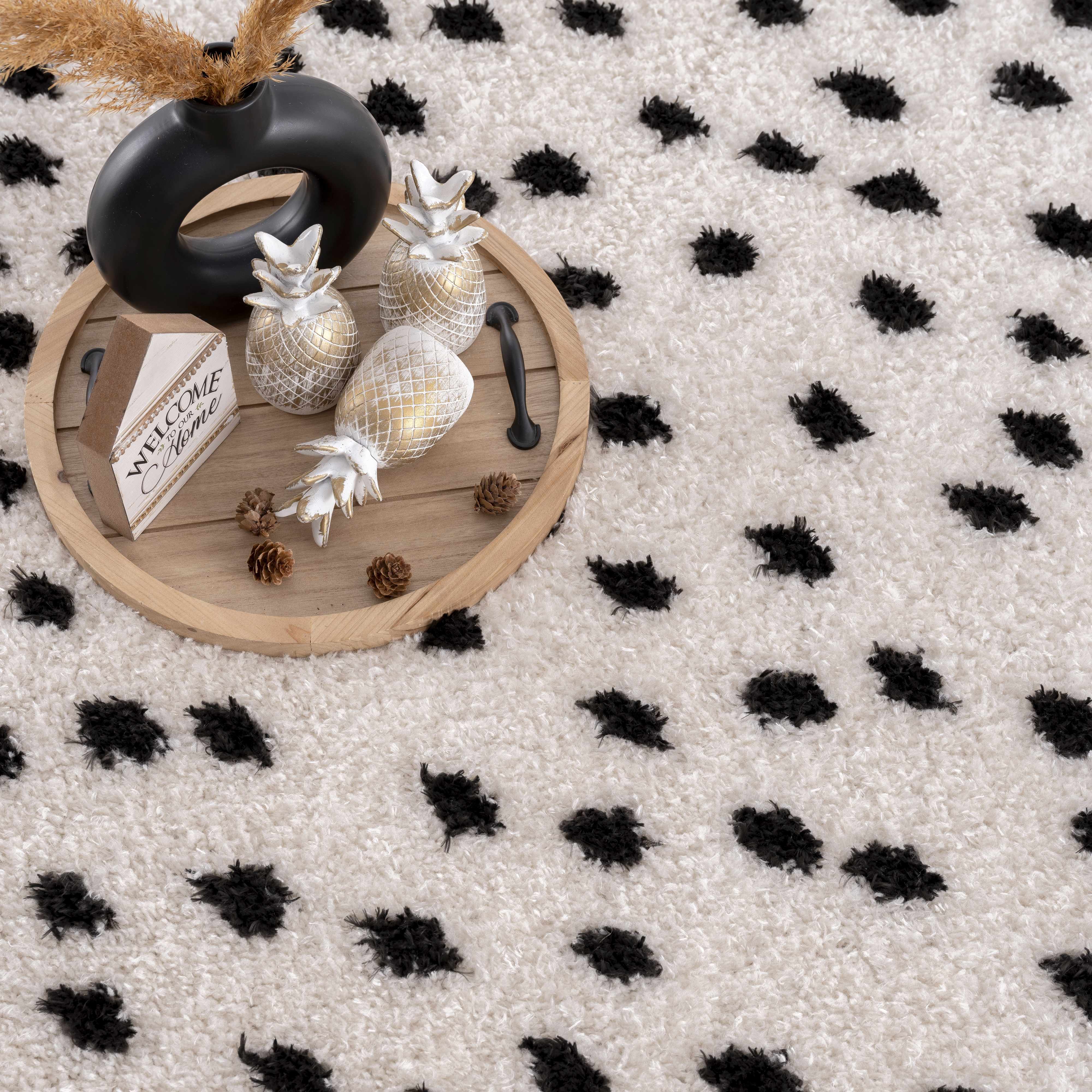Cansu Black & White Dotted Area Rug - Image 11