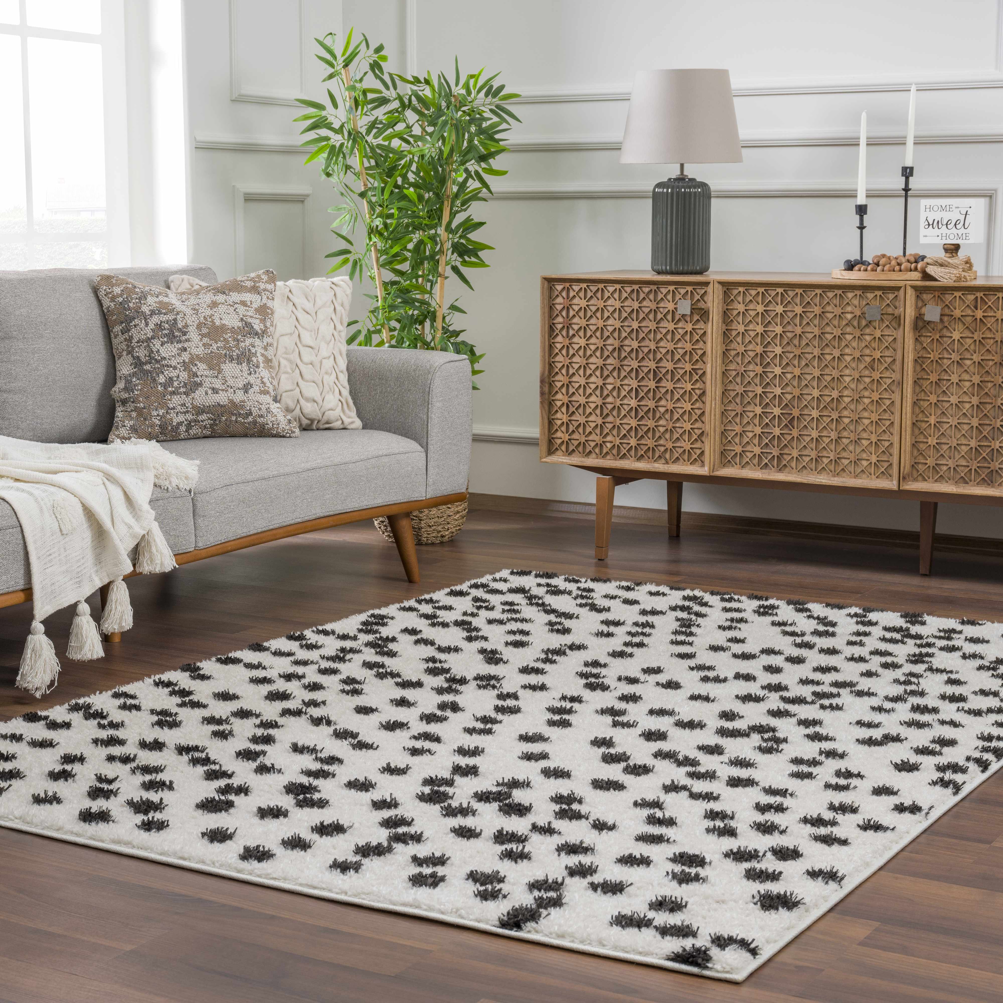 Cansu Black & White Dotted Area Rug - Image 14