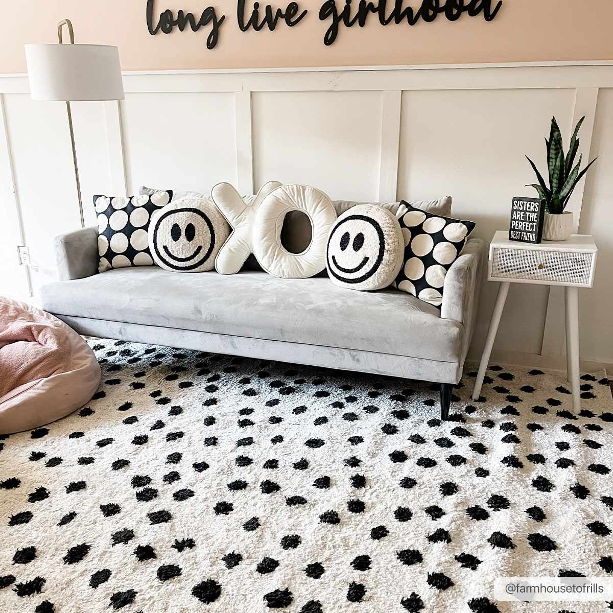 Cansu Black & White Dotted Area Rug - Image 2