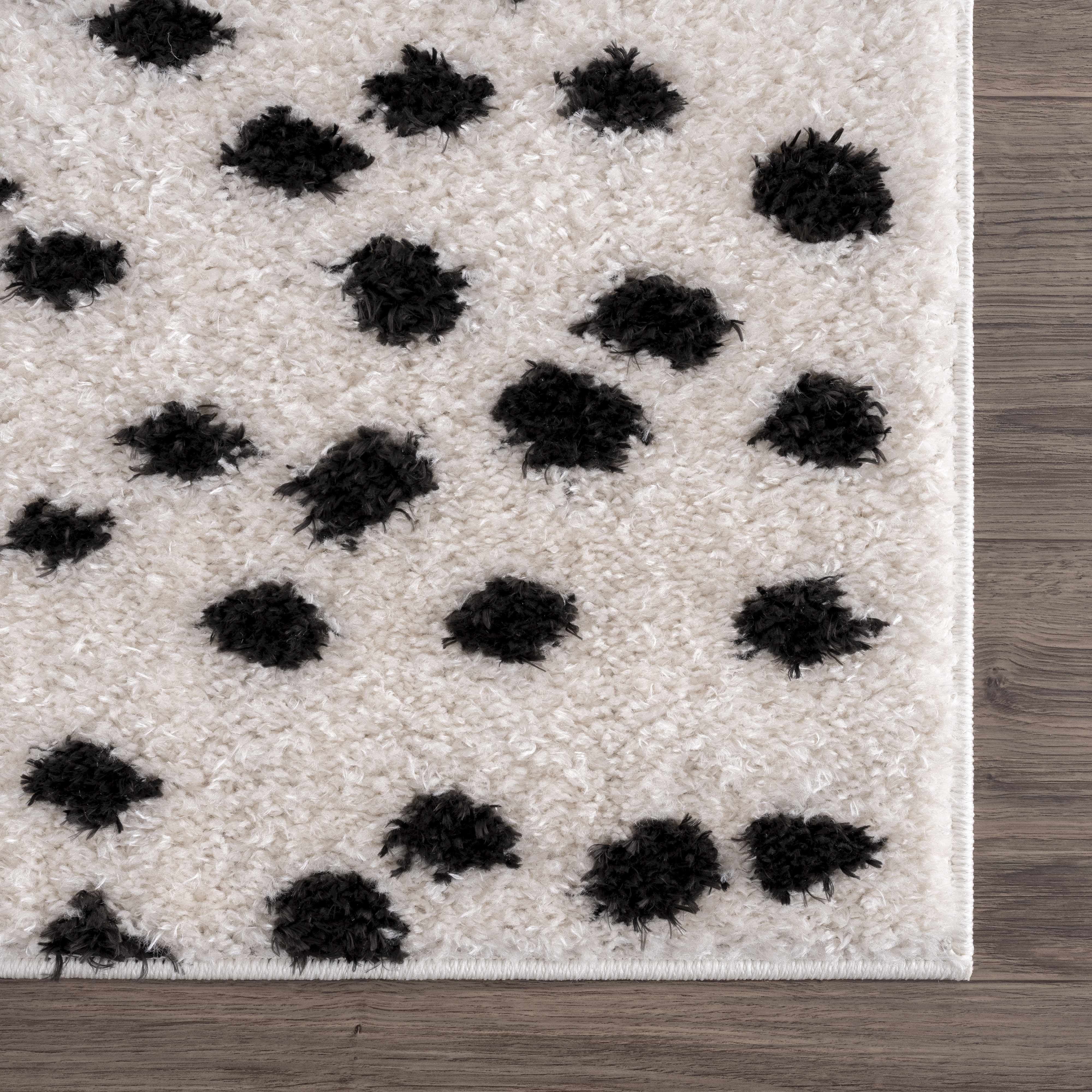 Cansu Black & White Dotted Area Rug - Image 7