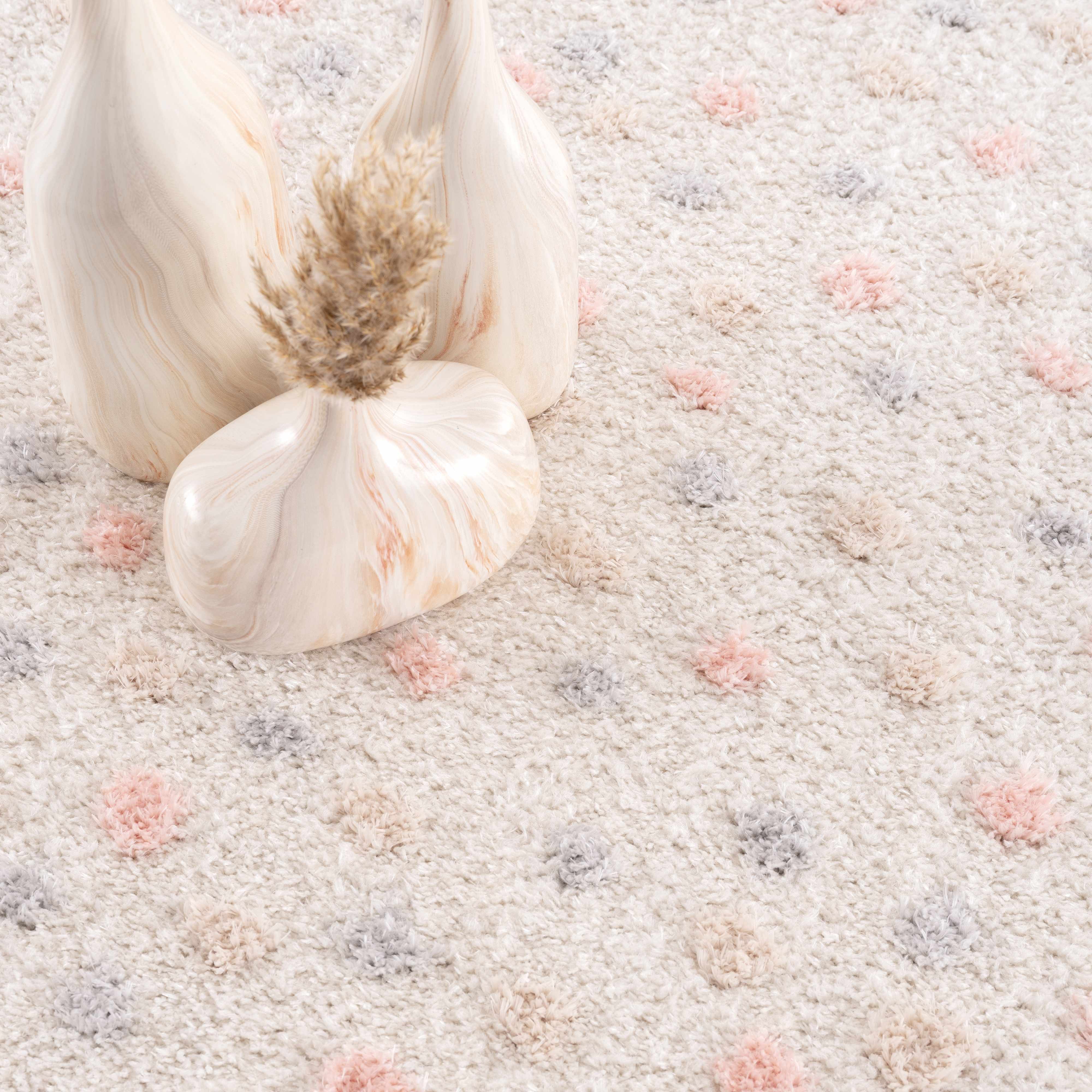 Cansu Pink & Cream Dotted Area Rug - Image 13