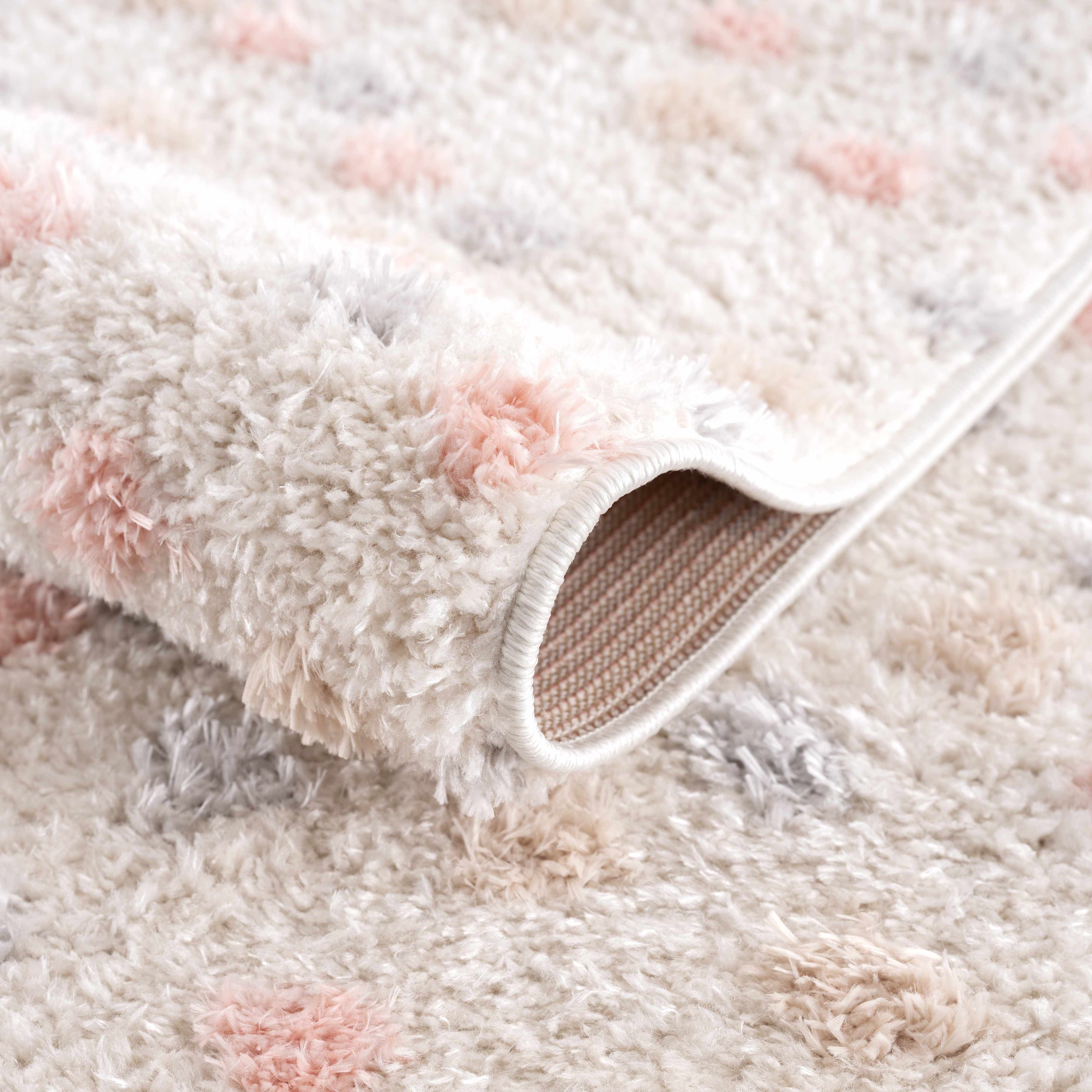 Cansu Pink & Cream Dotted Area Rug - Image 6