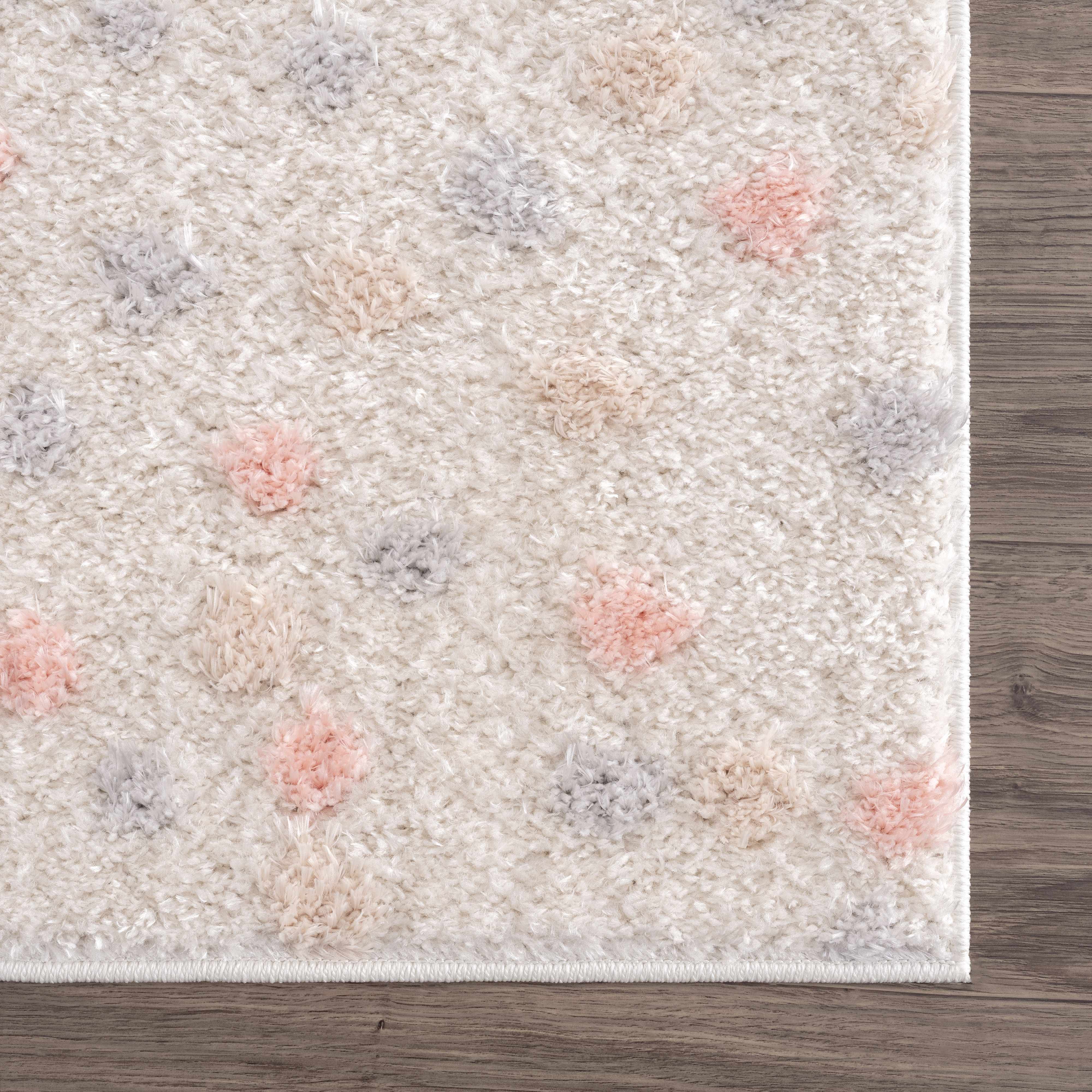 Cansu Pink & Cream Dotted Area Rug - Image 8