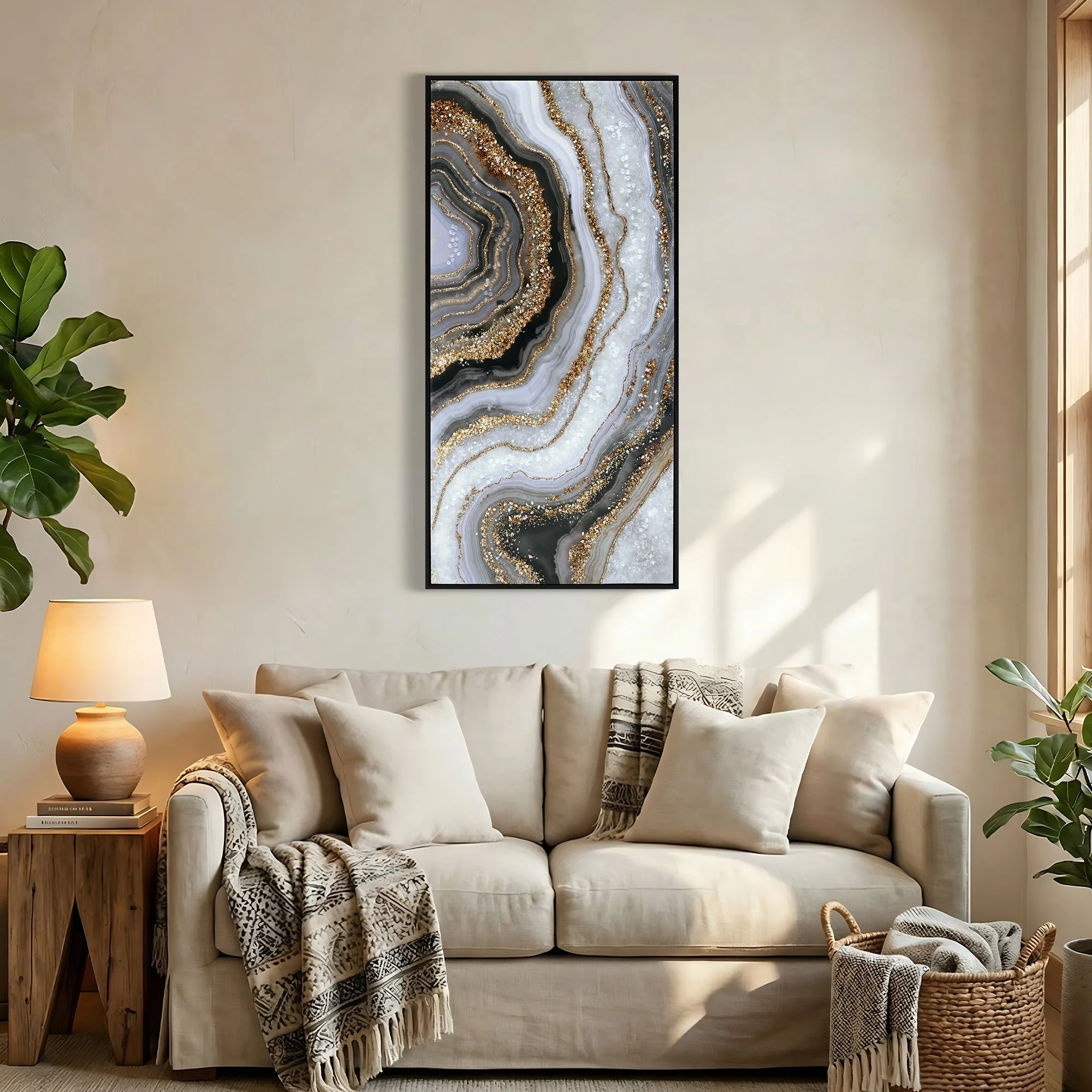 Canvas Painting Wall Art Framed Abstract Modern Decor 20x40 Inches - Image 2