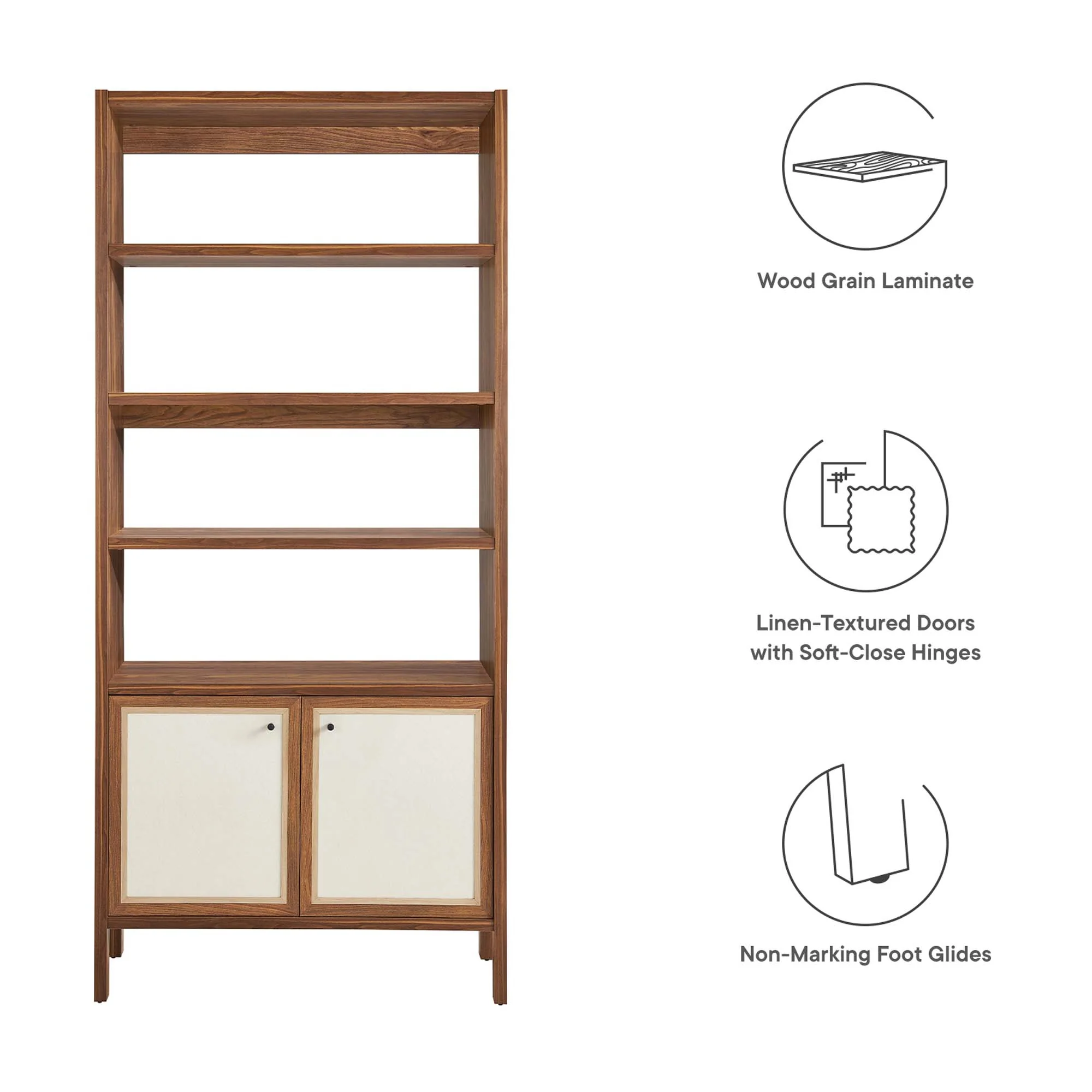 Capri 4-Shelf Wood Grain Bookcase by Modway - Image 2