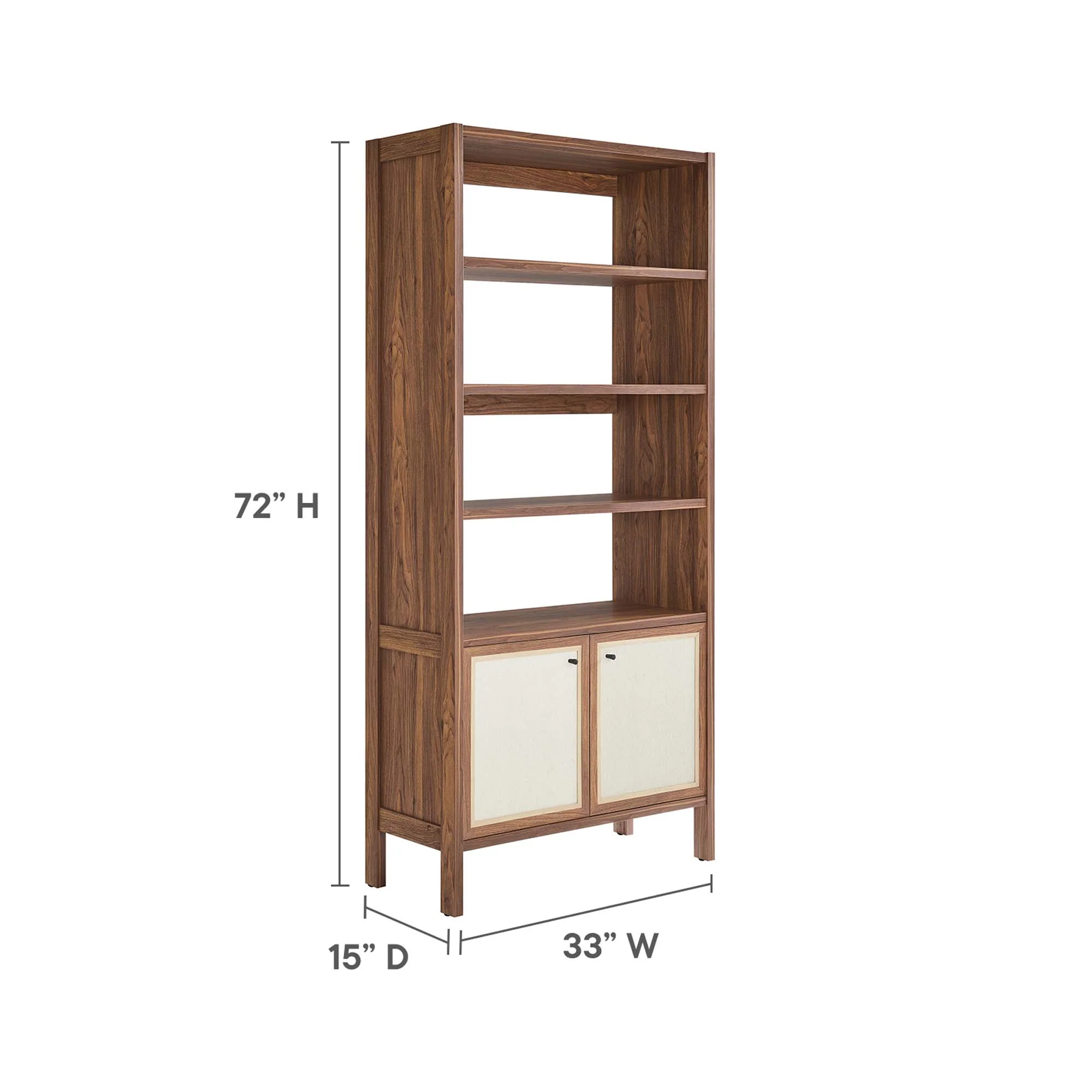 Capri 4-Shelf Wood Grain Bookcase by Modway - Image 3