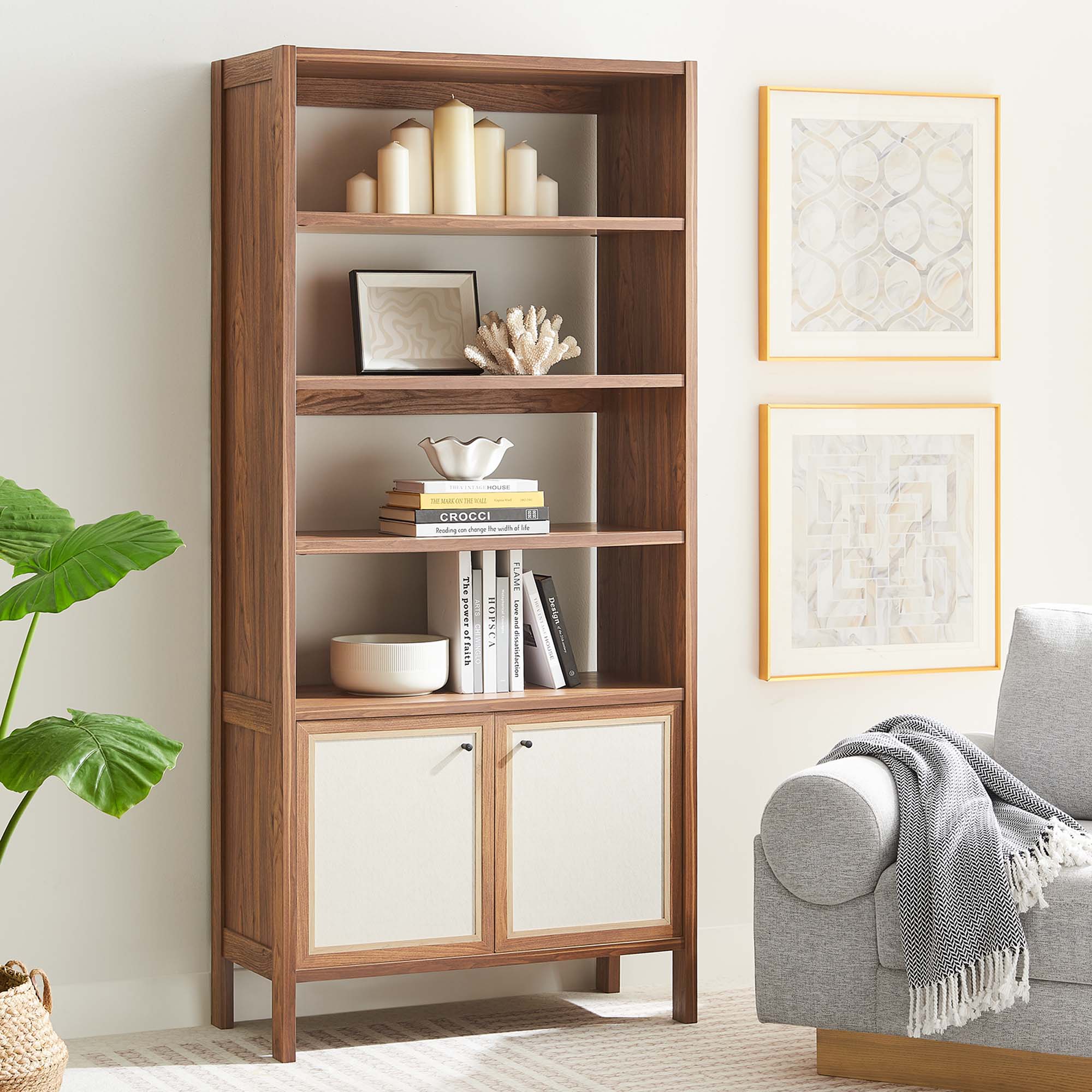 Capri 4-Shelf Wood Grain Bookcase by Modway - Image 7