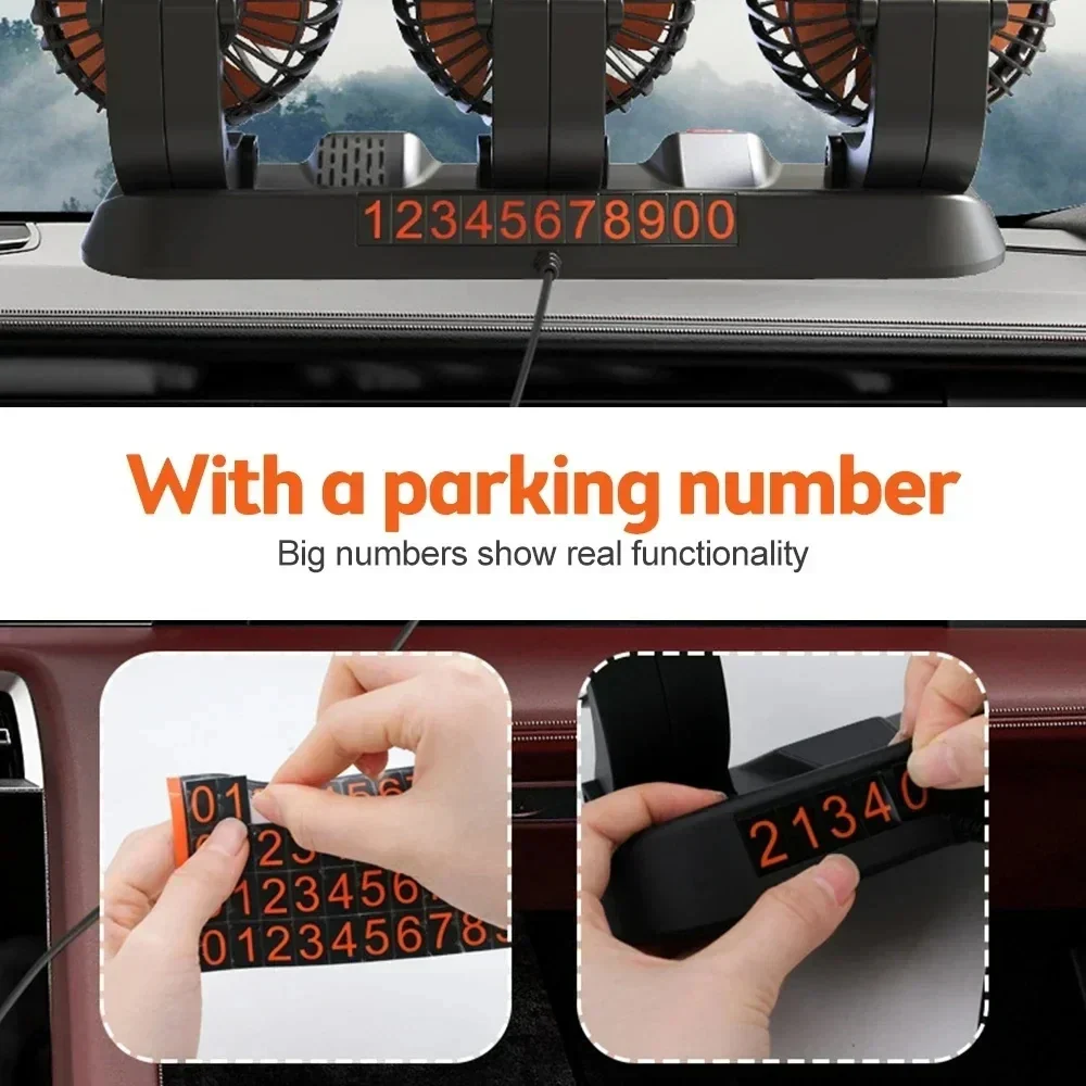 Car Cooling Fan Dual Head 360° Rotating 12V/24V USB - Image 6