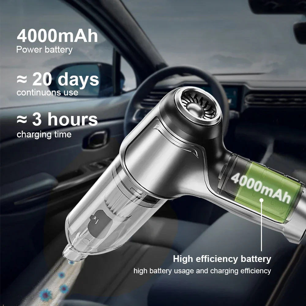 Car Handheld Vacuum Cleaner – 95000PA High Power Wireless Cordless Cleaner - Image 4