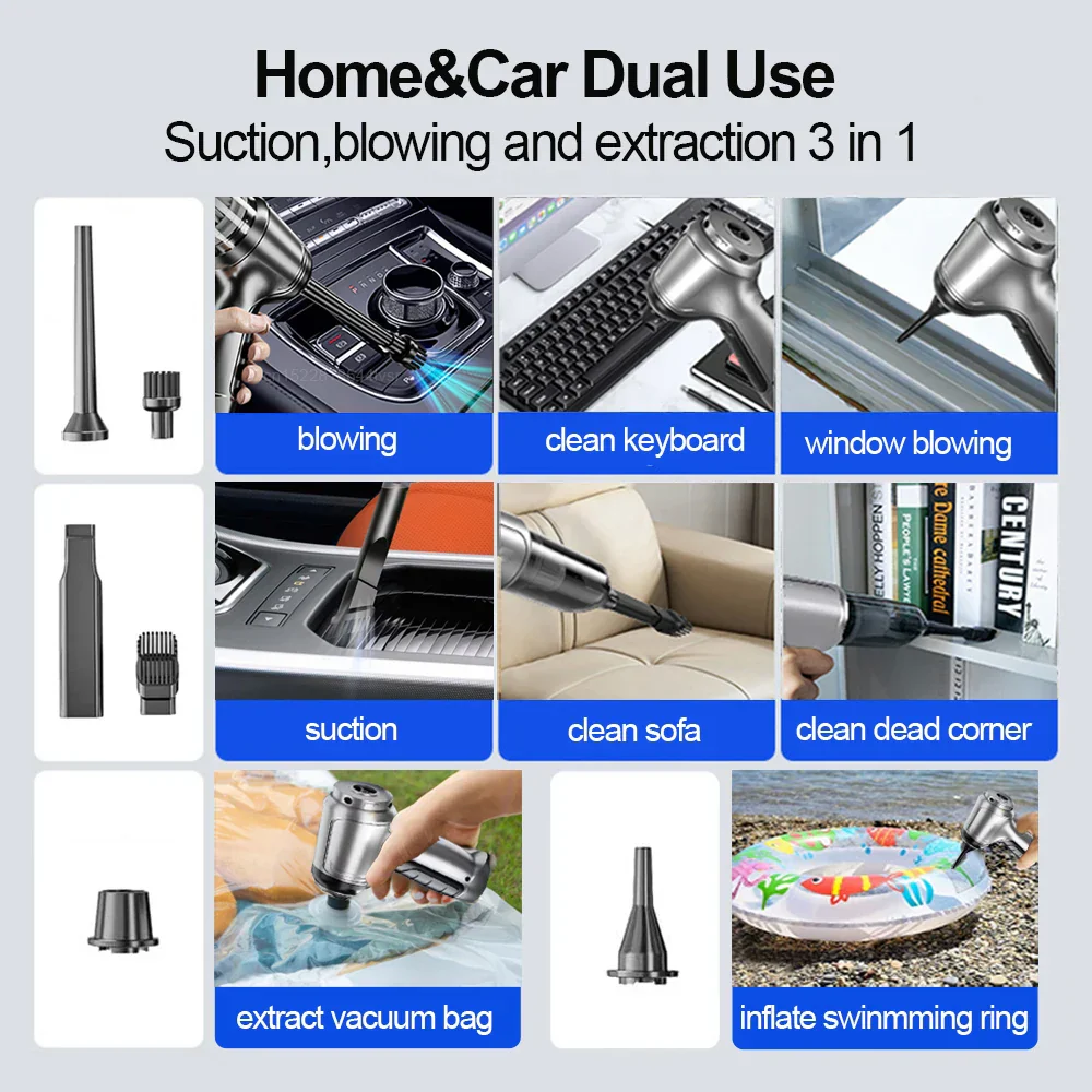 Car Handheld Vacuum Cleaner – 95000PA High Power Wireless Cordless Cleaner - Image 6