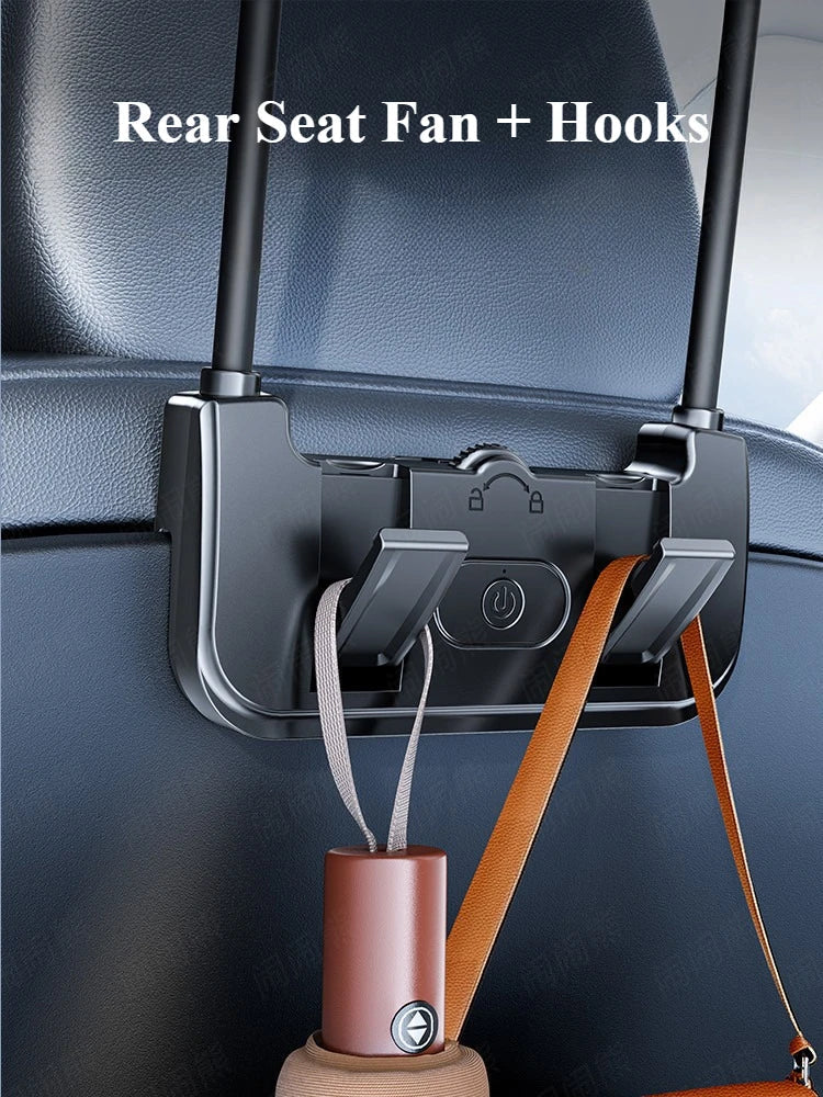 Car Rear Seat Fan Dual Head USB-C 360° Rotation 3-Speed - Image 6