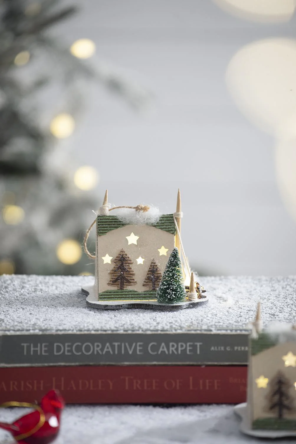 Cardboard Lit Tent Christmas Ornaments Set of 6 - Multicolor - Image 2