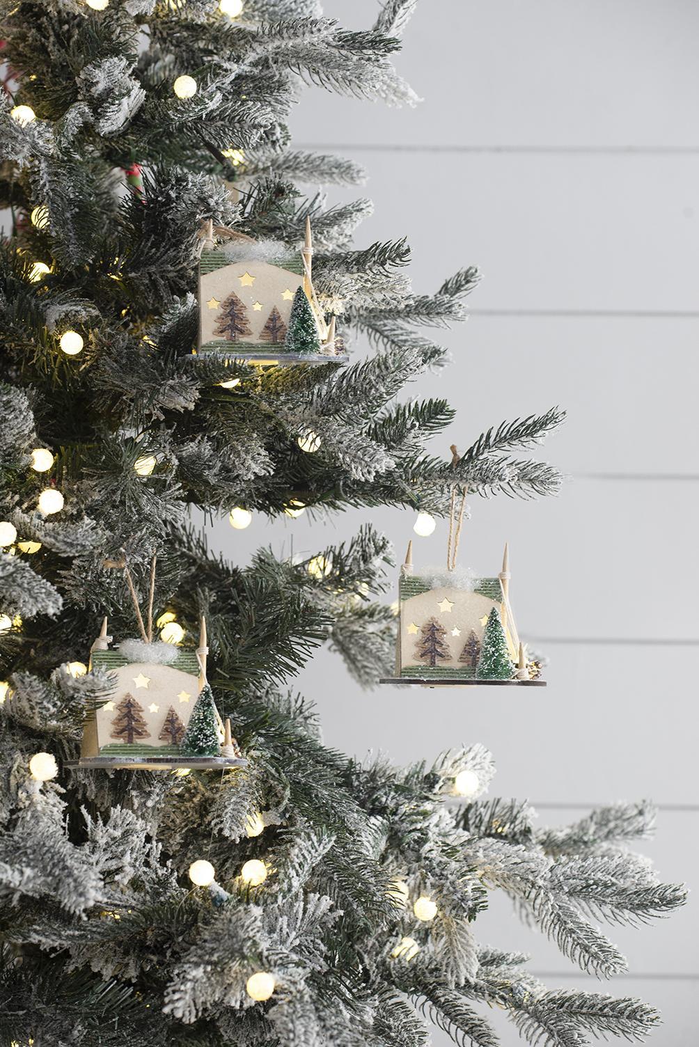 Cardboard Lit Tent Christmas Ornaments Set of 6 - Multicolor - Image 5