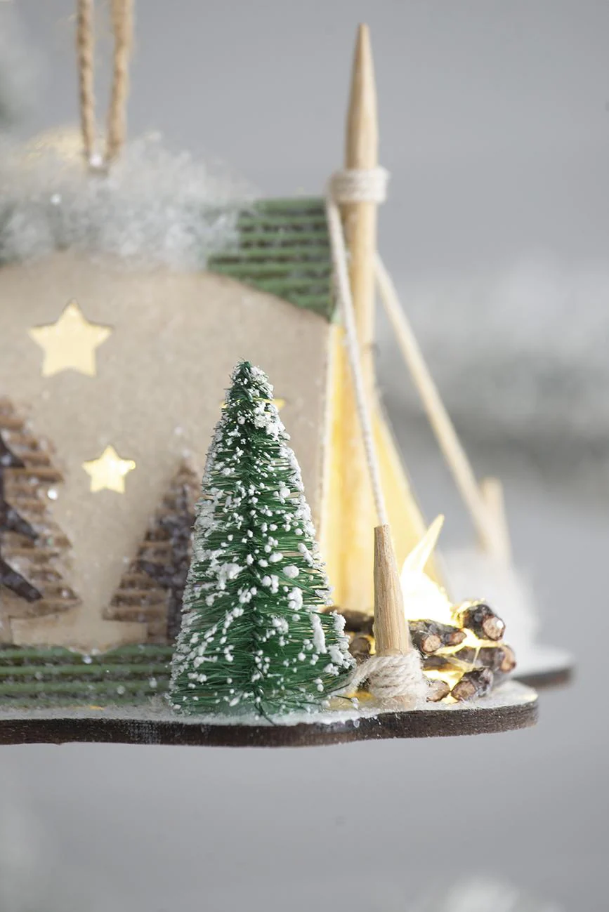 Cardboard Lit Tent Christmas Ornaments Set of 6 - Multicolor - Image 6