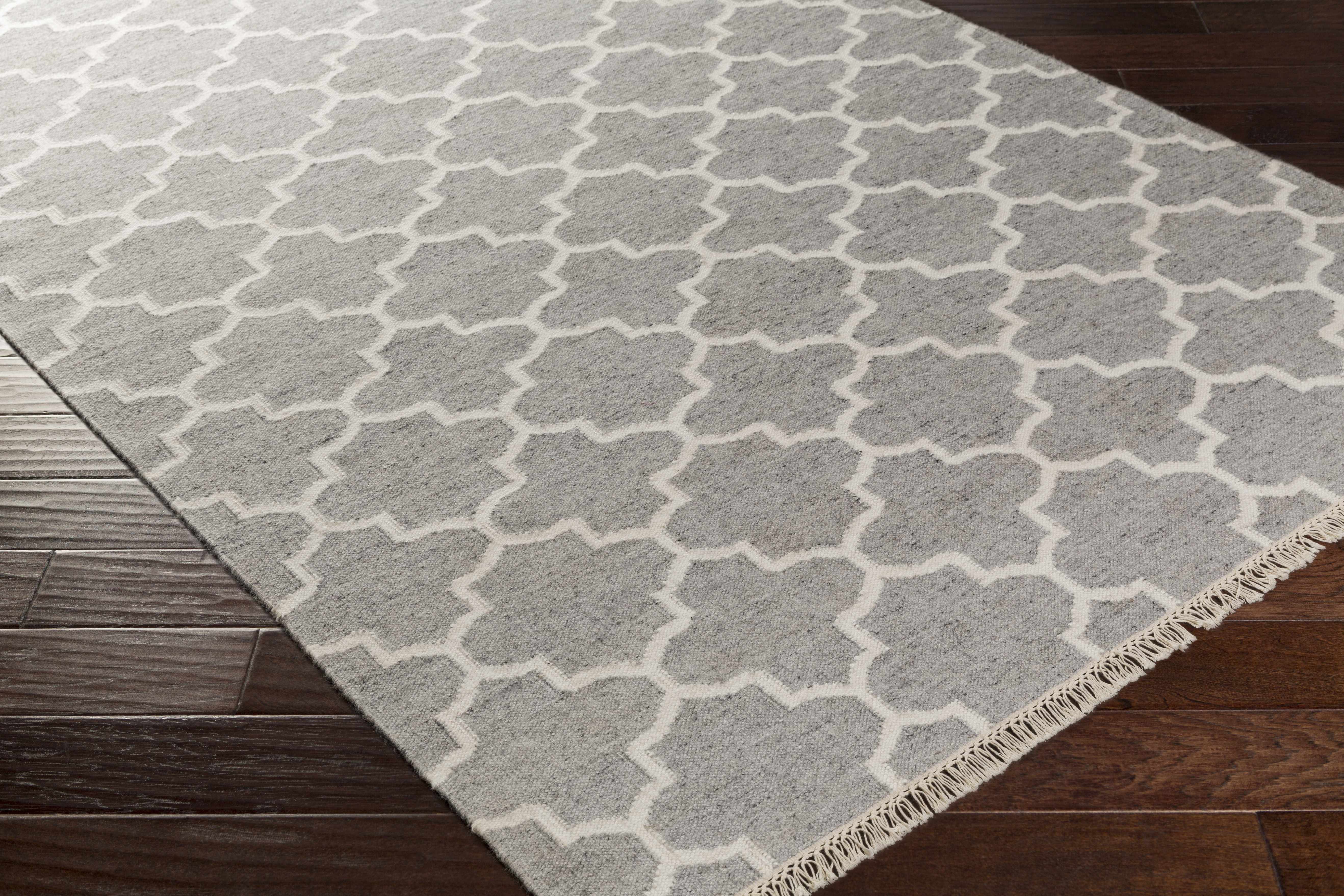 Cardin Charcoal Trellis Wool&Viscose Rug - Clearance - Image 2