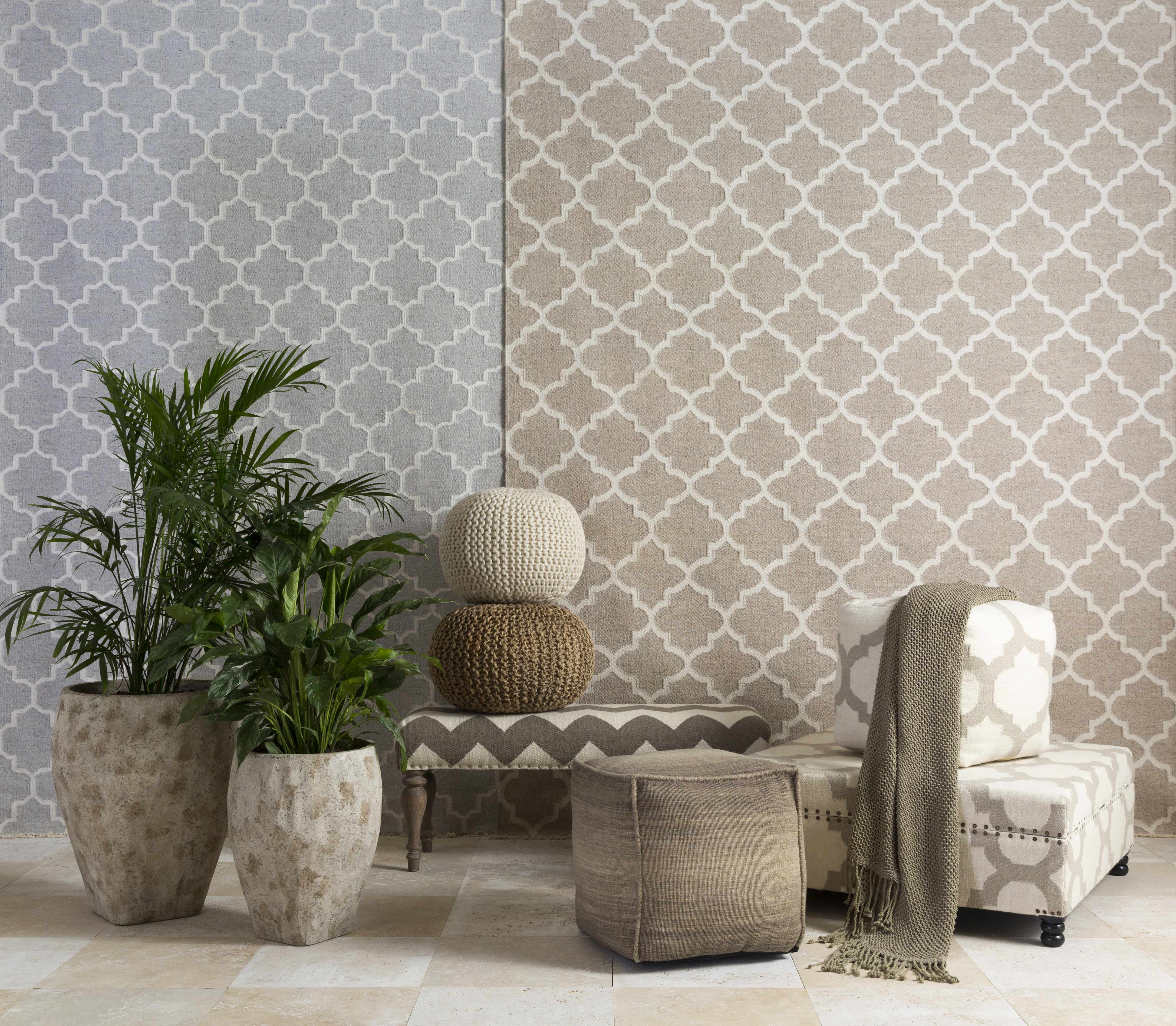 Cardin Charcoal Trellis Wool&Viscose Rug - Clearance - Image 4