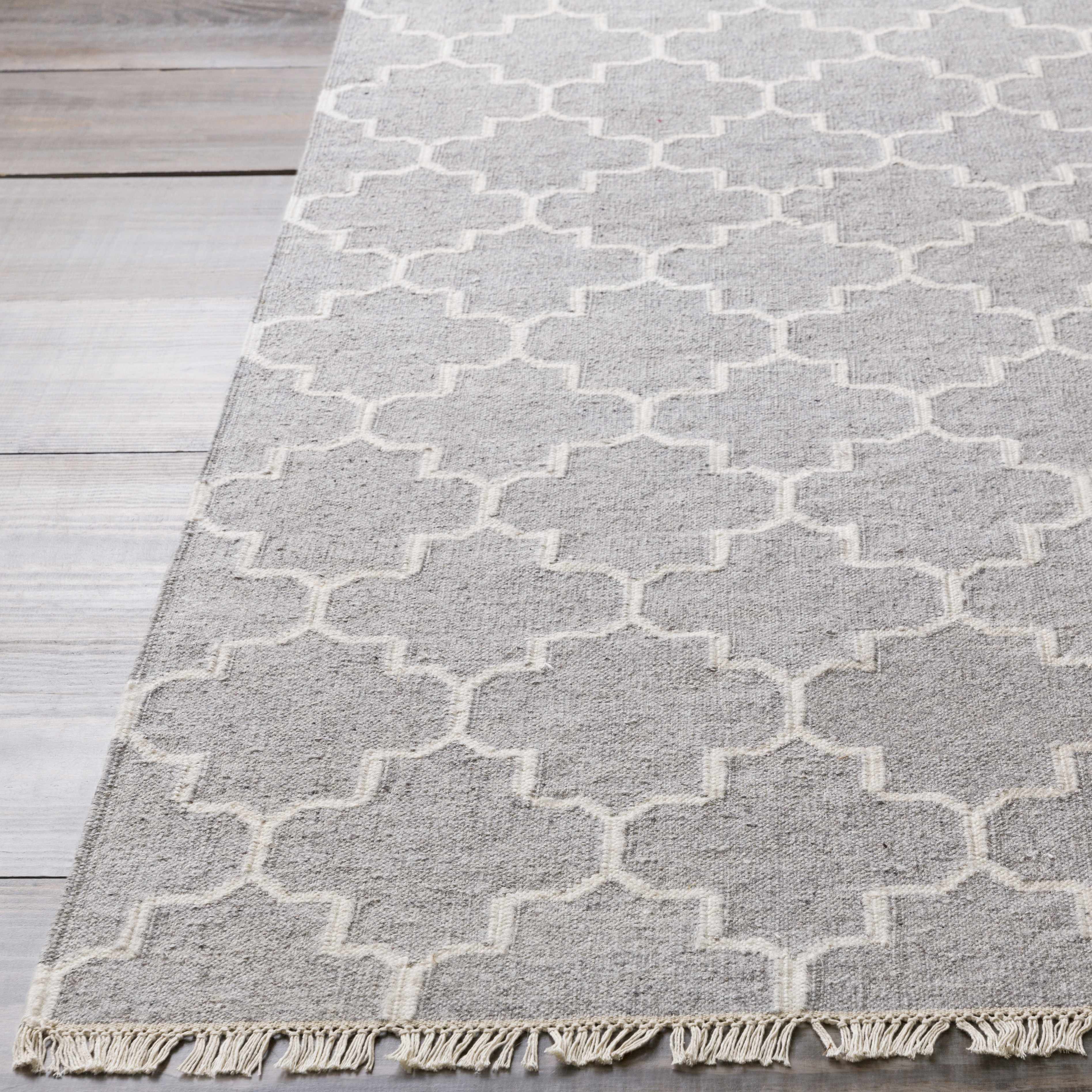 Cardin Charcoal Trellis Wool&Viscose Rug - Clearance - Image 5