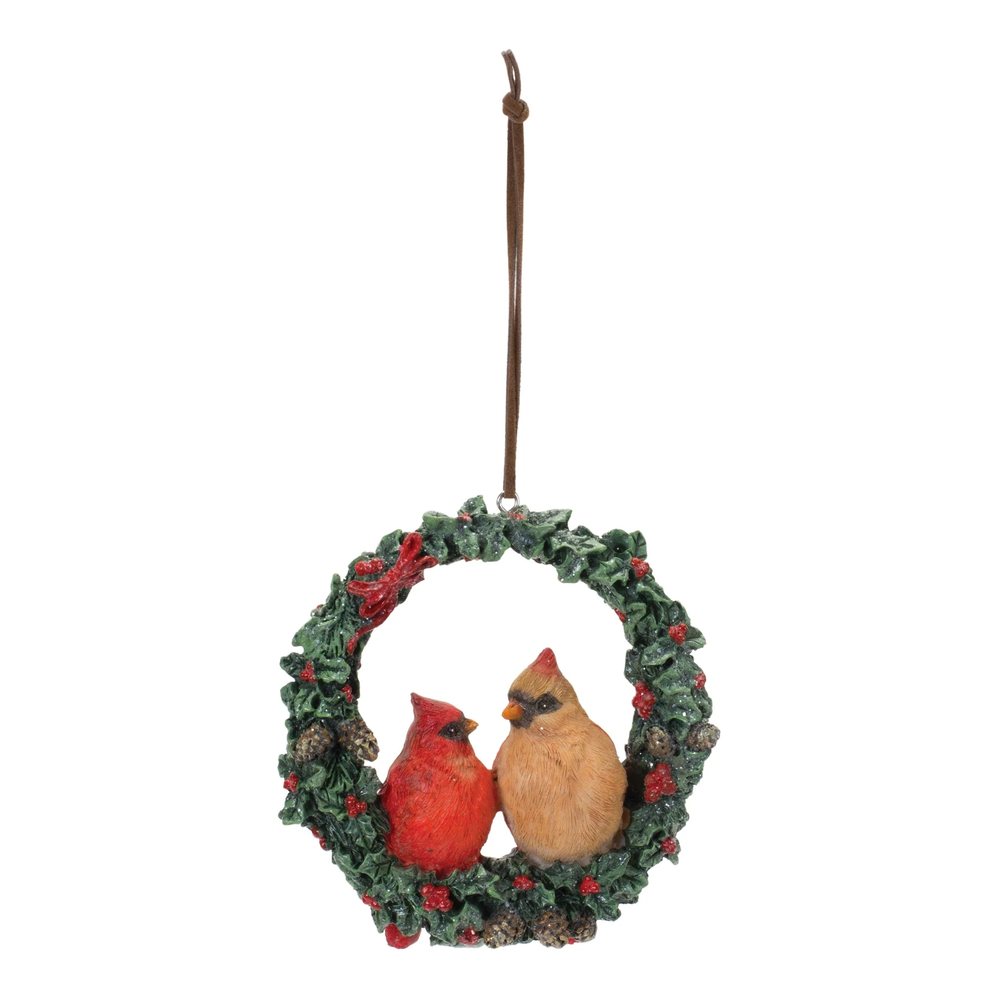 Cardinal Bird Couple Wreath Ornament (Set of 4) - Image 2