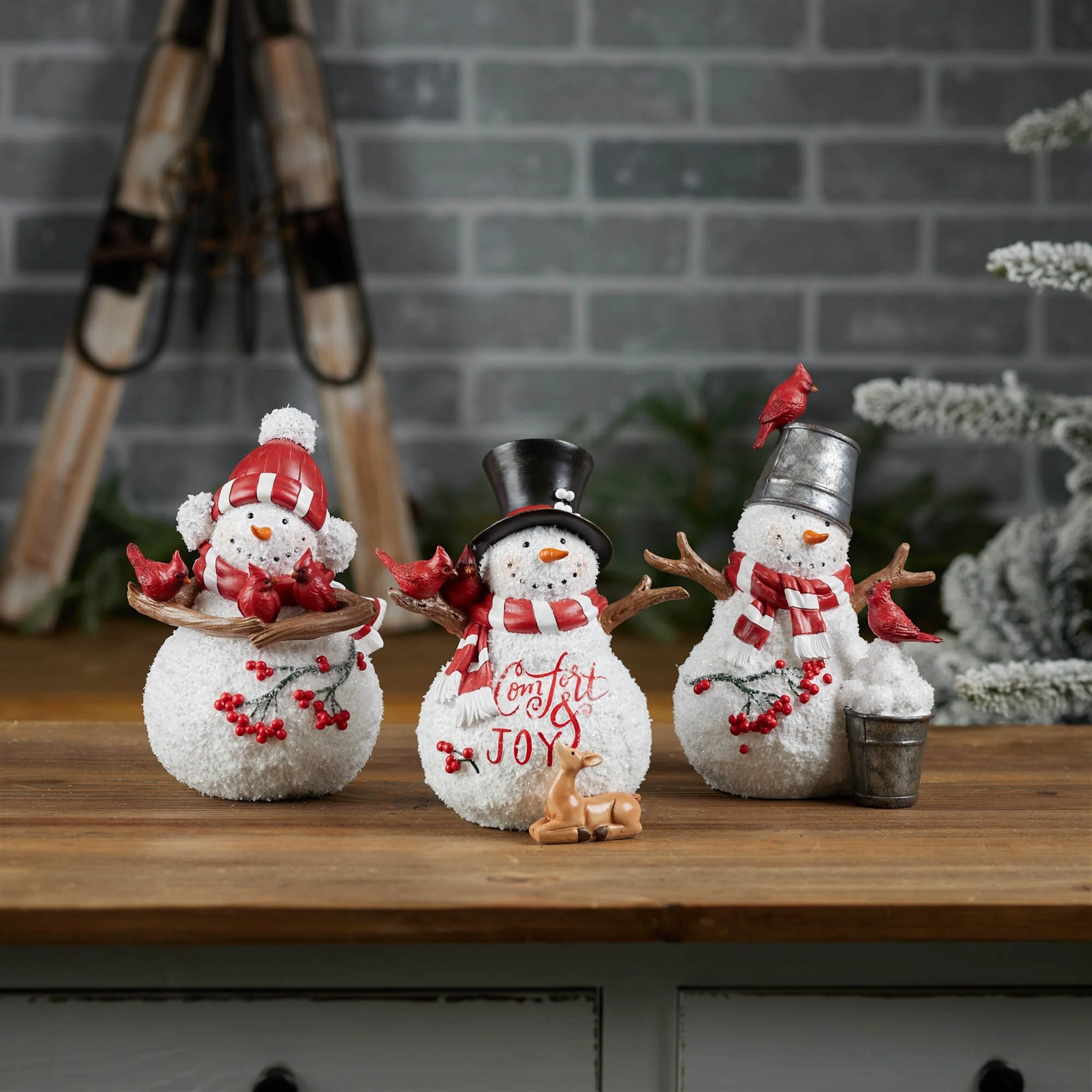 Cardinal Snowman Figurnie (Set of 2) - Image 2