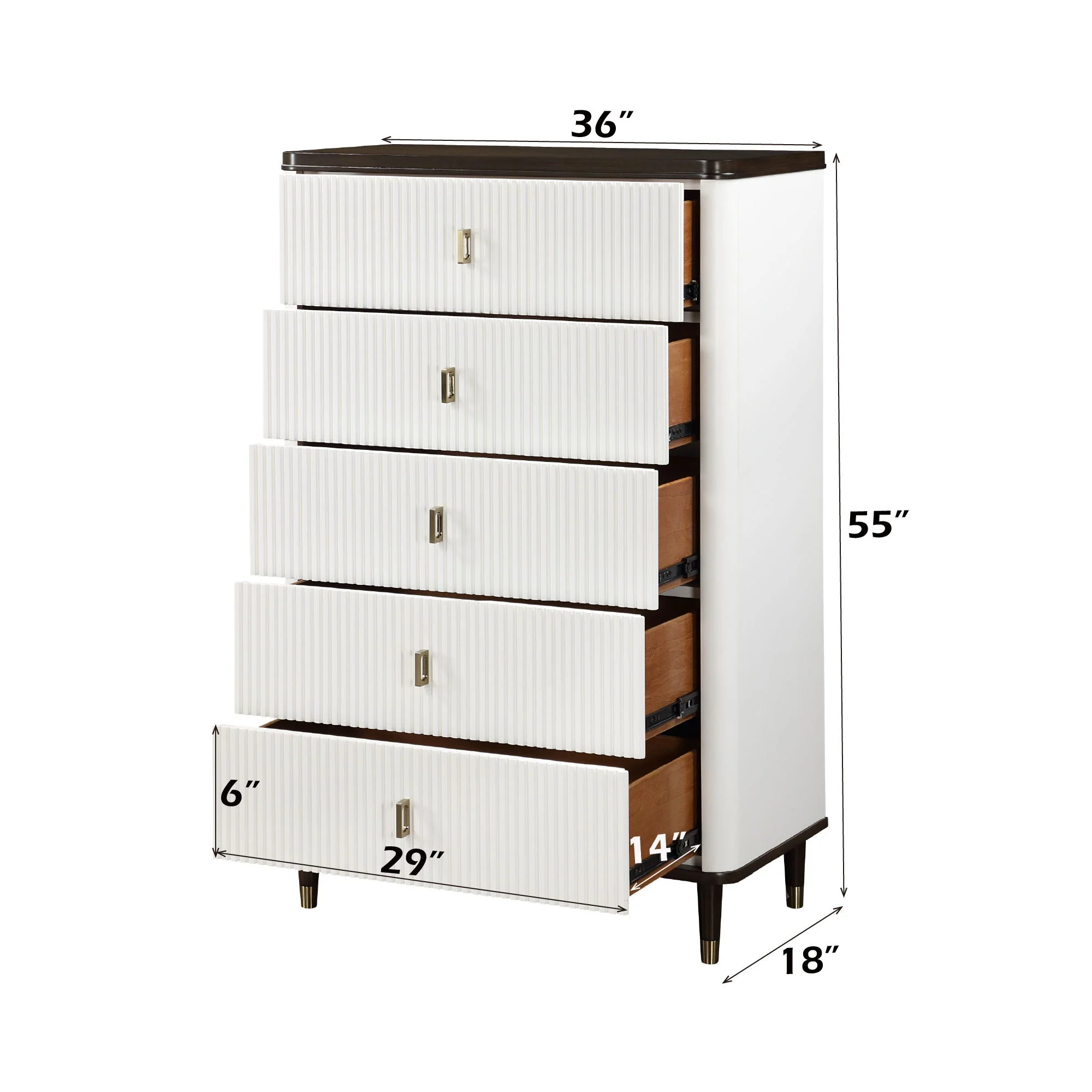 Carena - 5 Piece Bedroom Set (Eastern King Dresser Chest Mirror Nightstand) - Brown / Light Gray / White - Image 3
