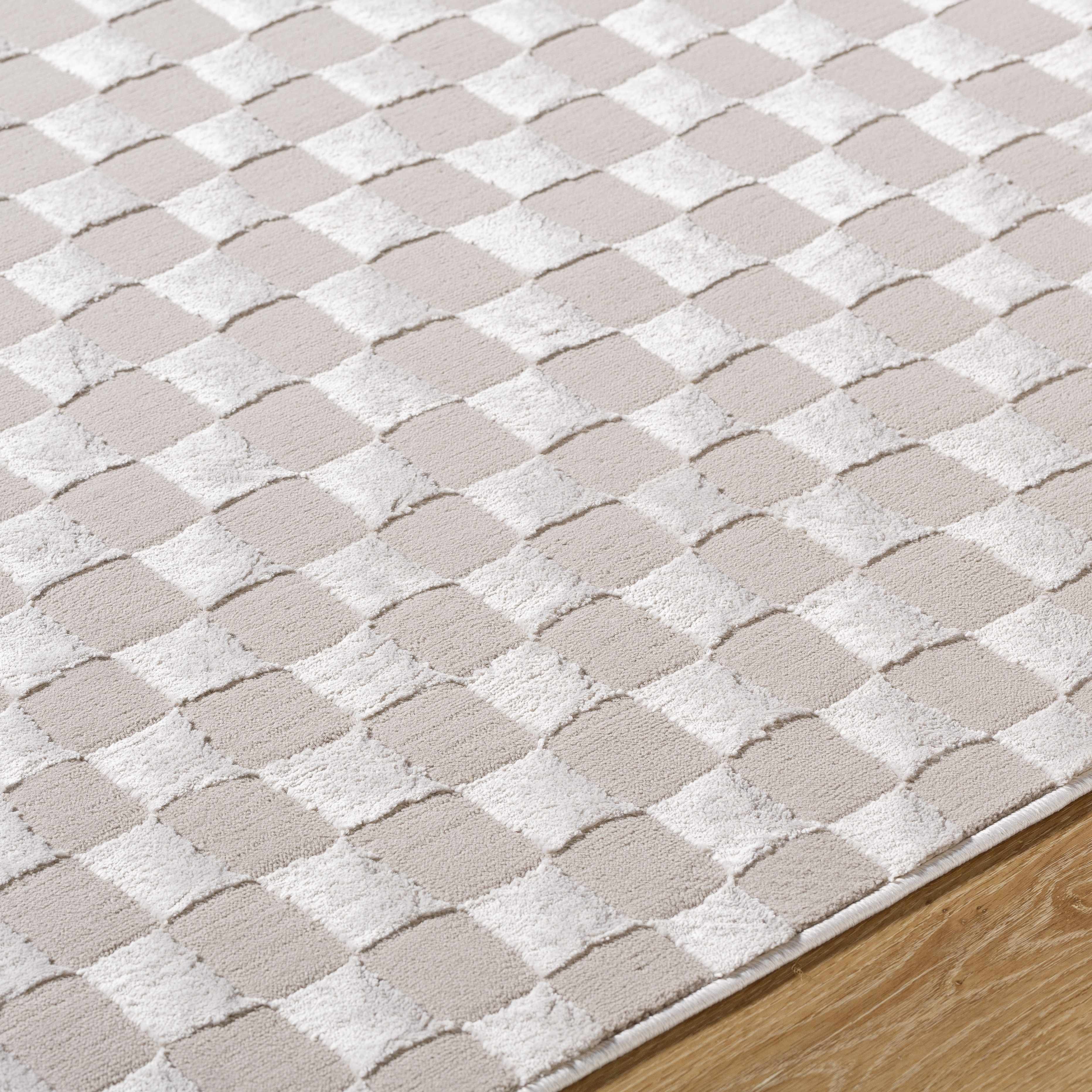 Carina Dark 3D Checkered Washable Area Rug - Image 2