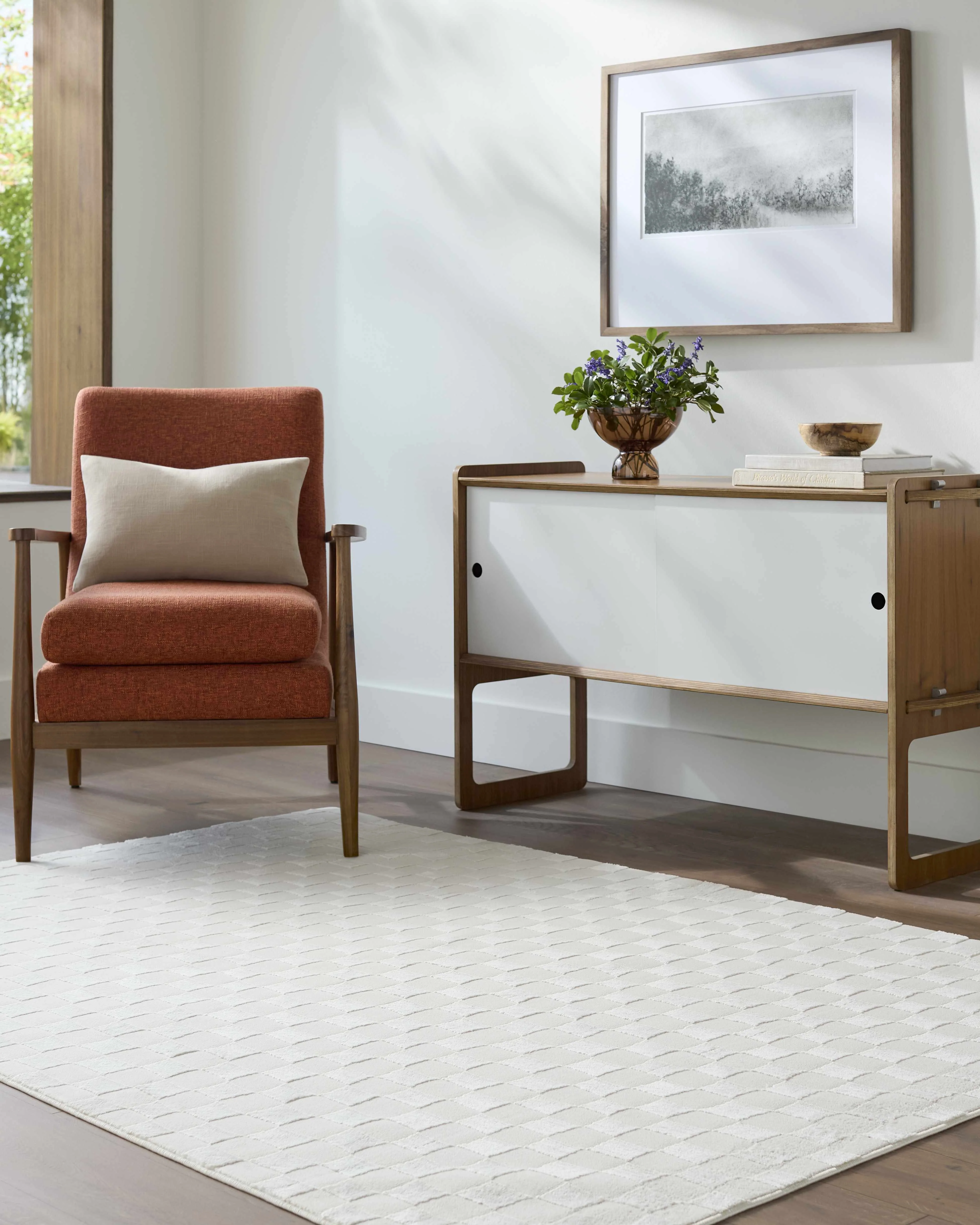 Carina Light 3D Checkered Washable Area Rug - Image 2