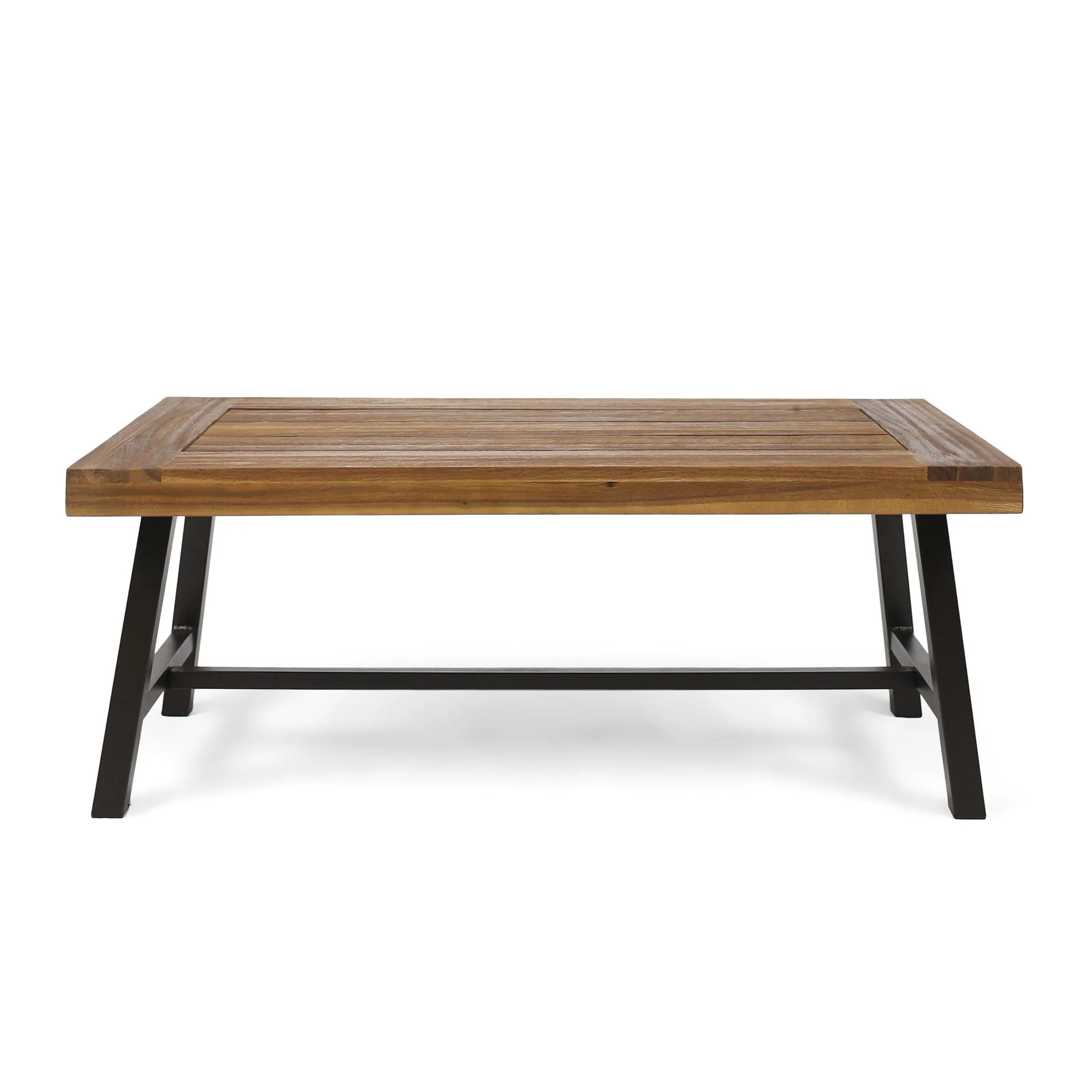 Carlisle Industrial Coffee Table with Slat Panel Design - Natural - Image 4