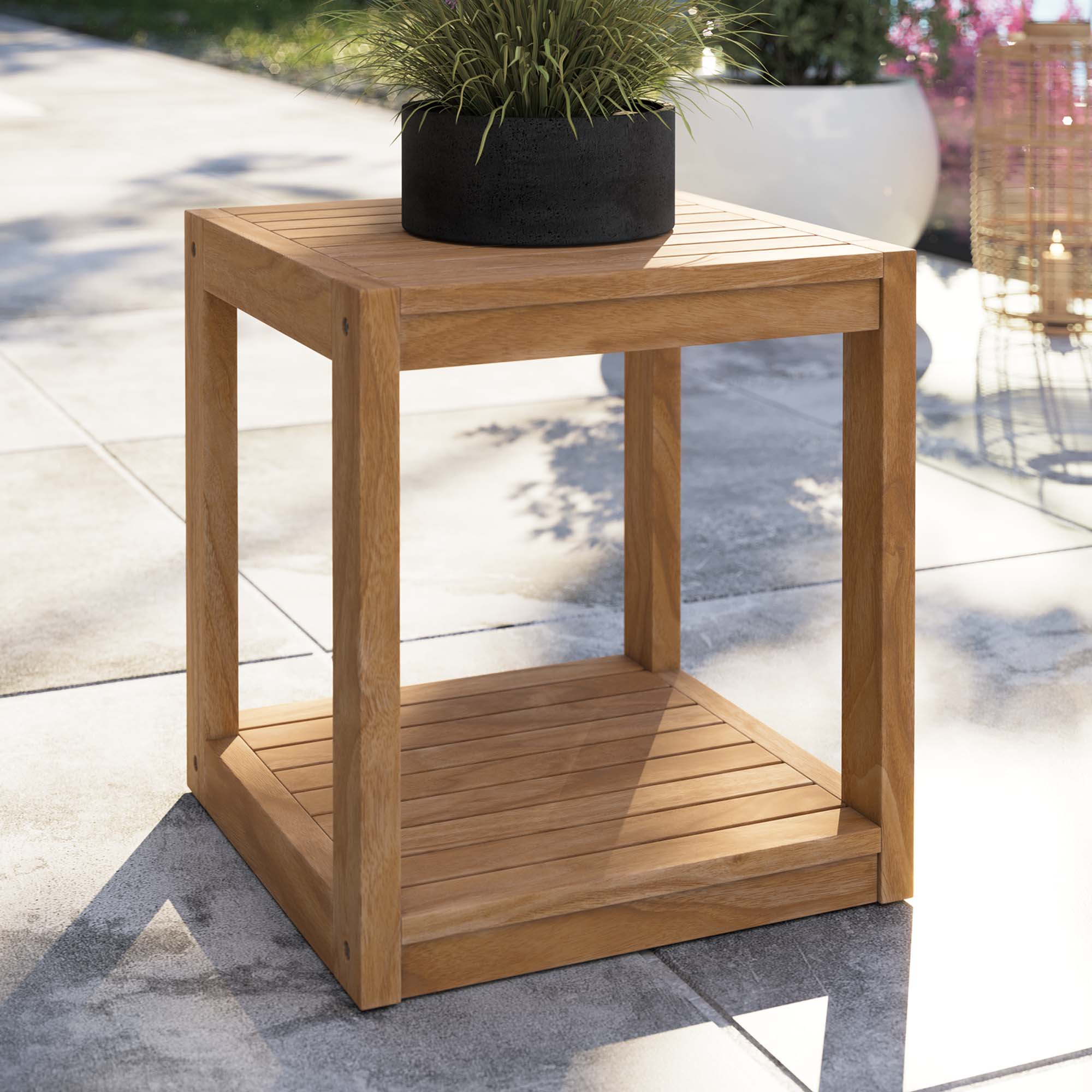 Carlsbad Teak Wood Outdoor Patio Side Table by Modway - Image 7