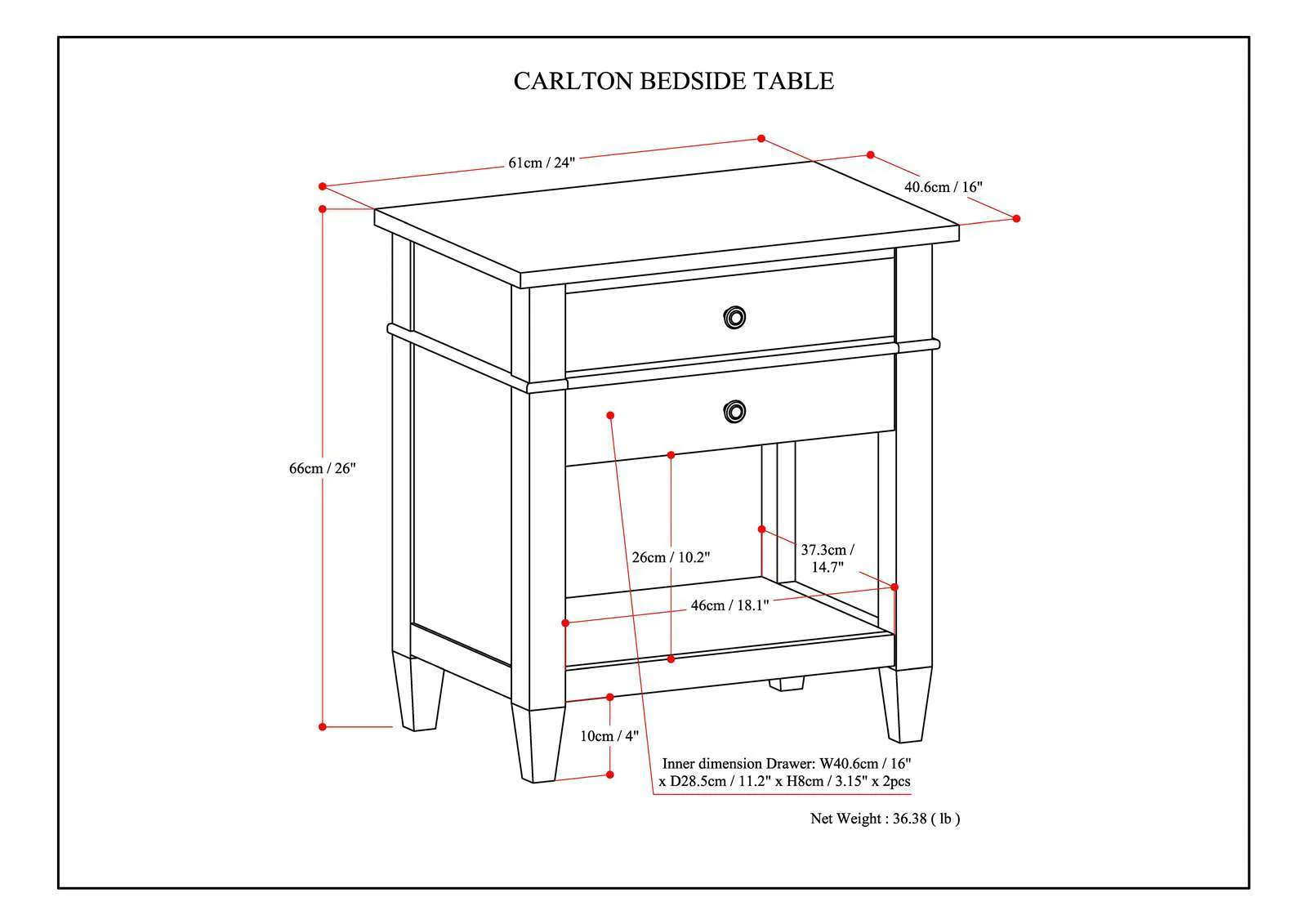 Carlton Bedside Table - Distressed Grey - Image 8