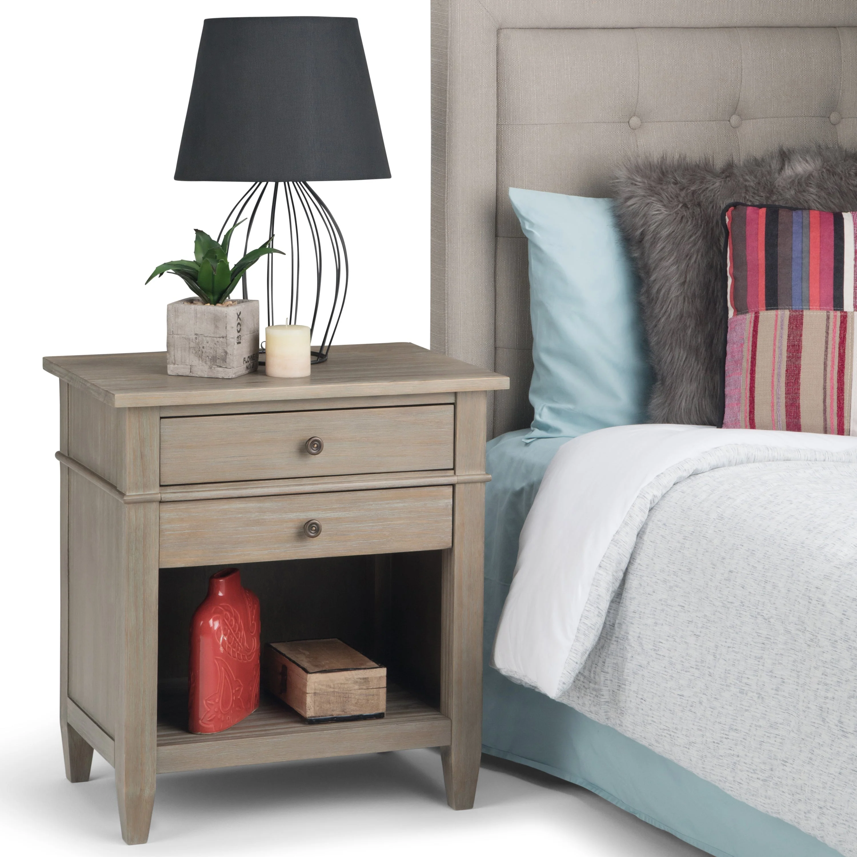 Carlton Bedside Table - Distressed Grey - Image 9