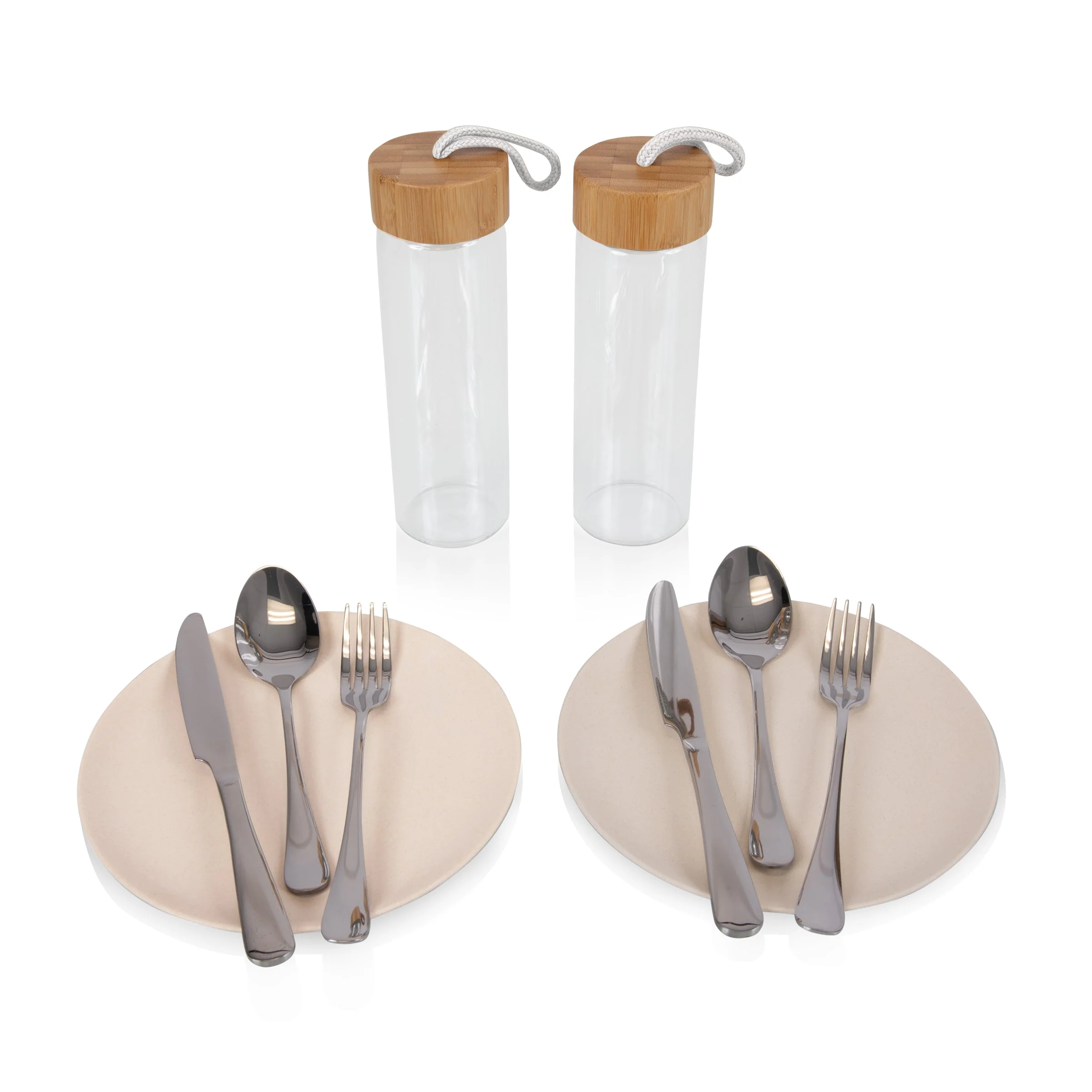 Carmel Roll Top Picnic Backpack Cooler with Utensil Set & Glass Water Bottles - Image 26