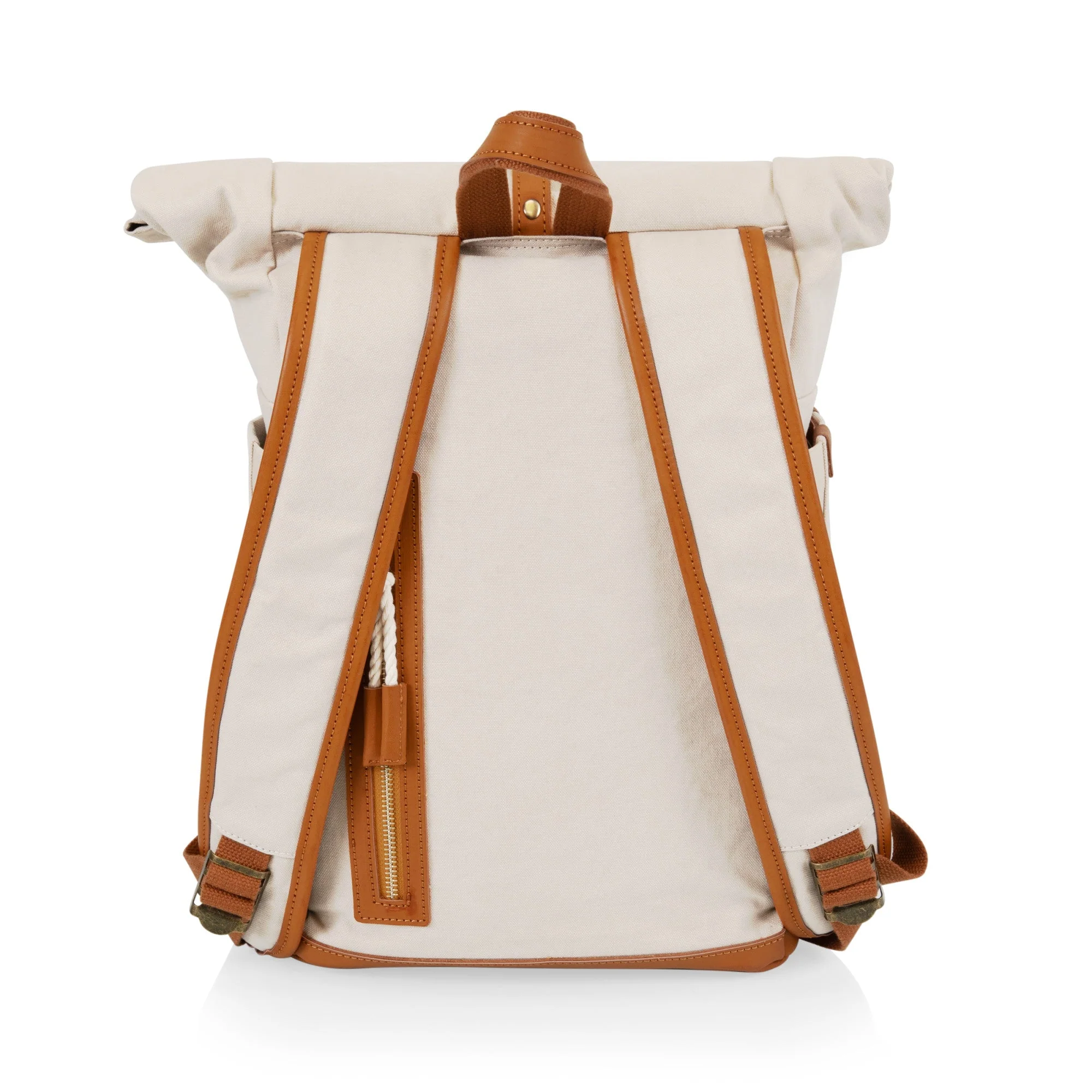 Carmel Roll Top Picnic Backpack Cooler with Utensil Set & Glass Water Bottles - Image 9