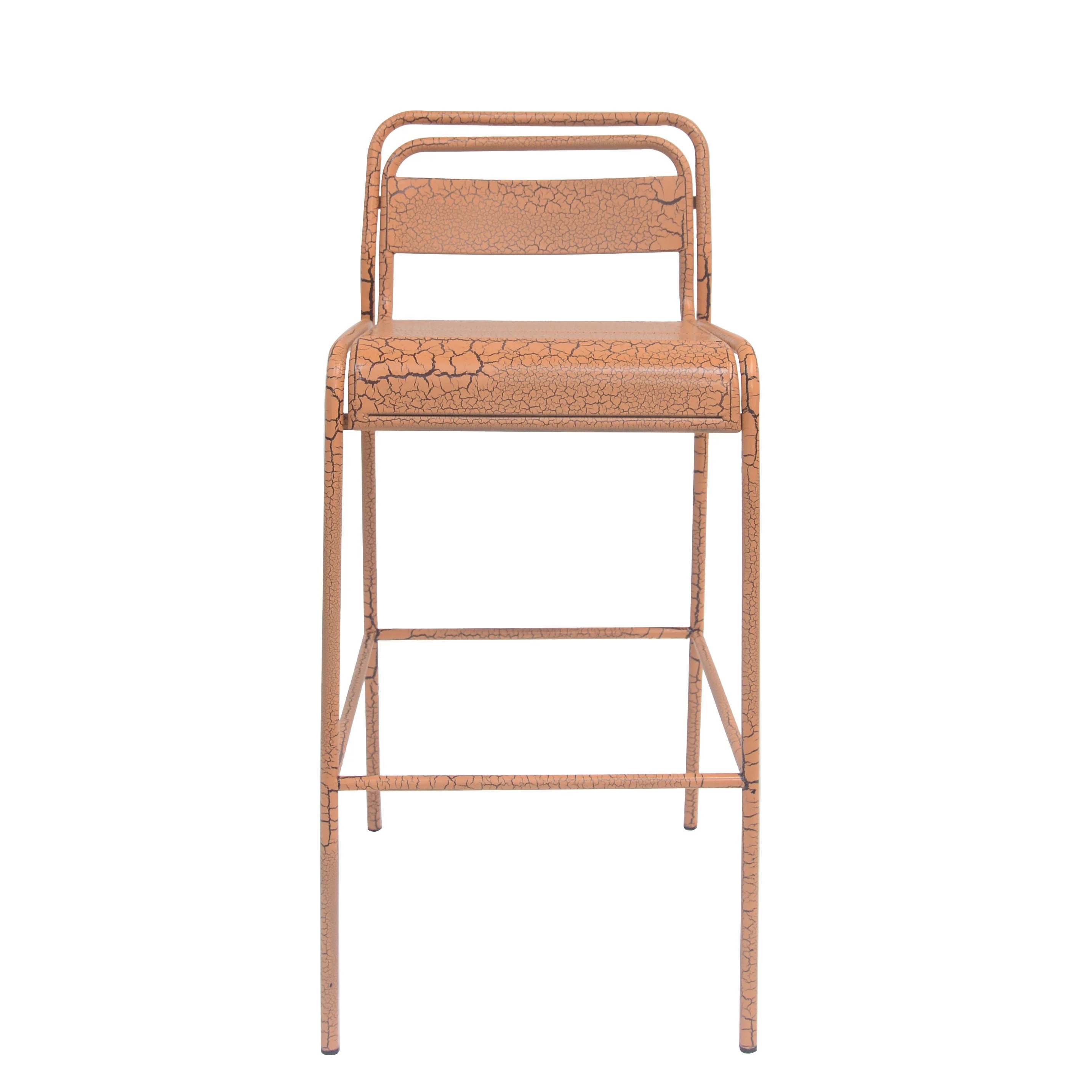 Carmella Outdoor BarStool Set of 2 Iron Slat Design Orange Matte Finish - Image 5