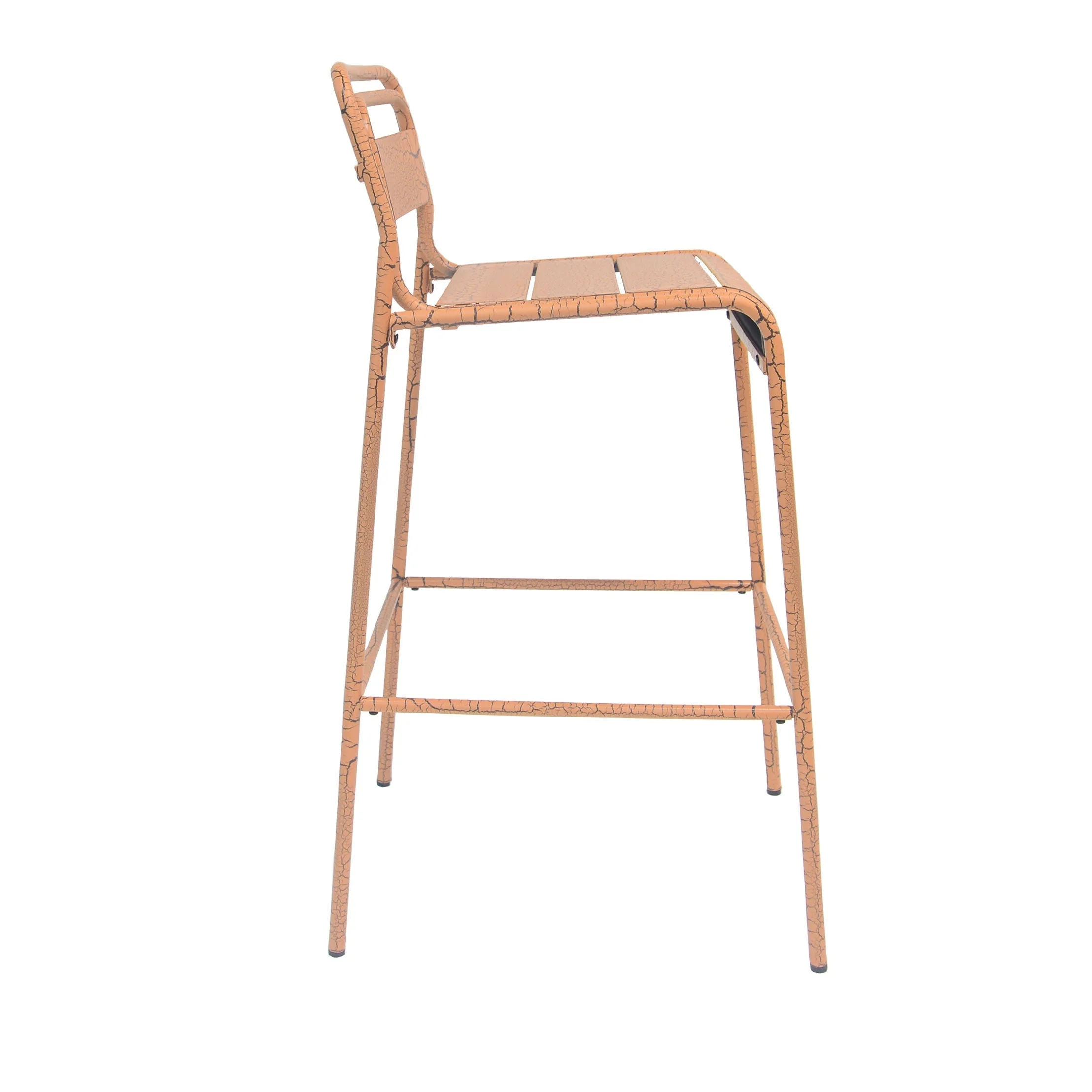 Carmella Outdoor BarStool Set of 2 Iron Slat Design Orange Matte Finish - Image 7