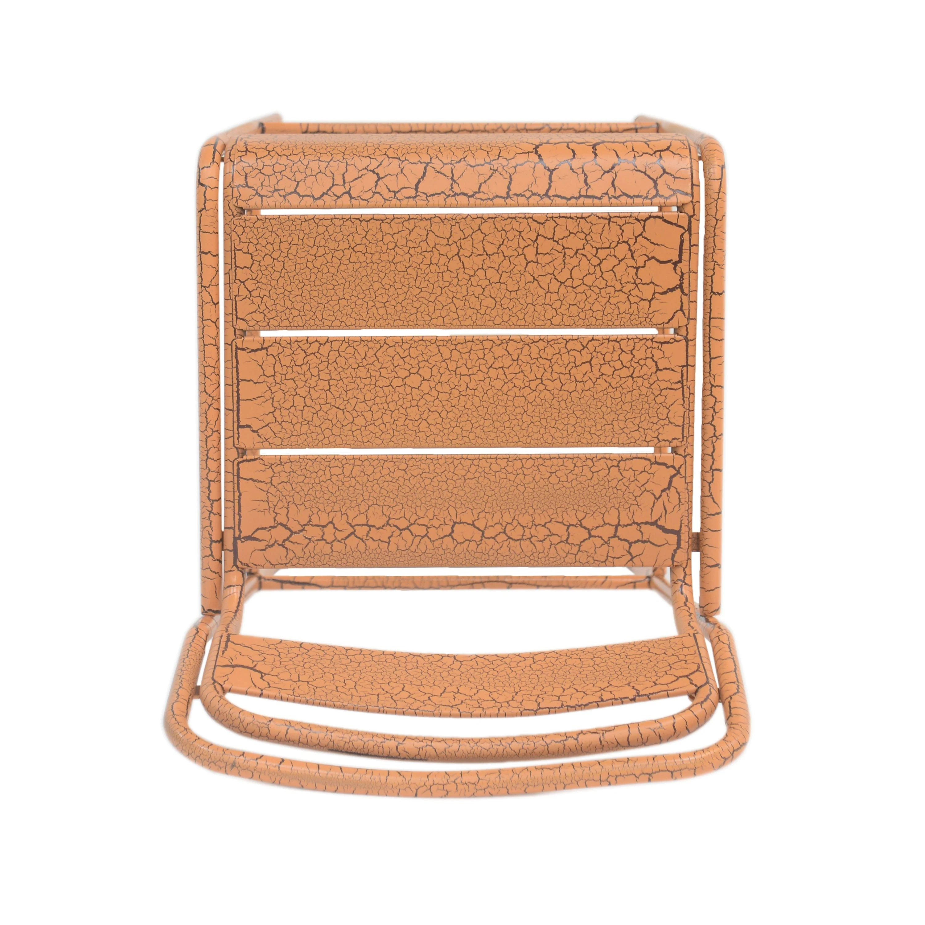 Carmella Outdoor BarStool Set of 2 Iron Slat Design Orange Matte Finish - Image 8