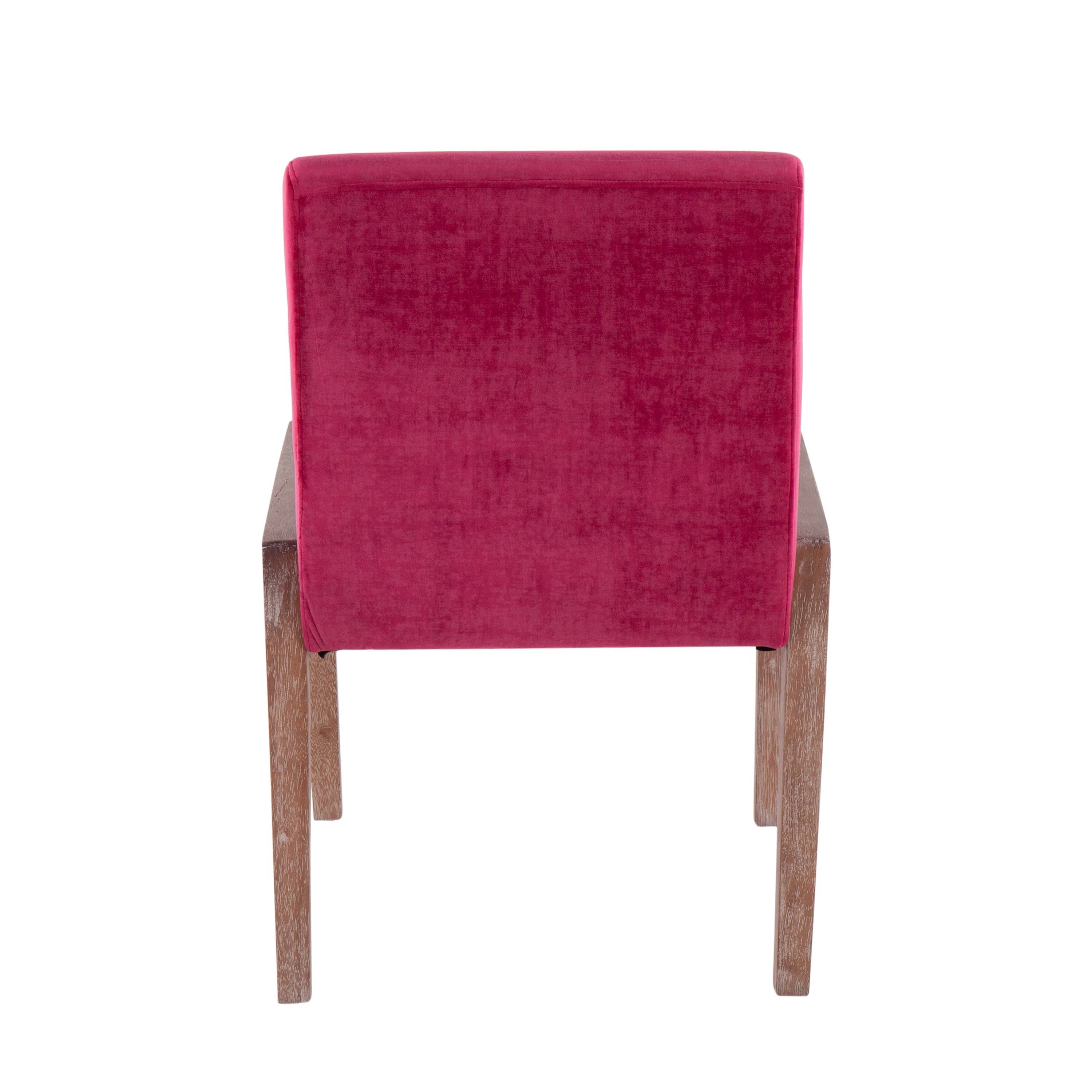 Carmen Contemporary Chair Set of 2 in White Washed Wood and Pink Velvet - Image 5