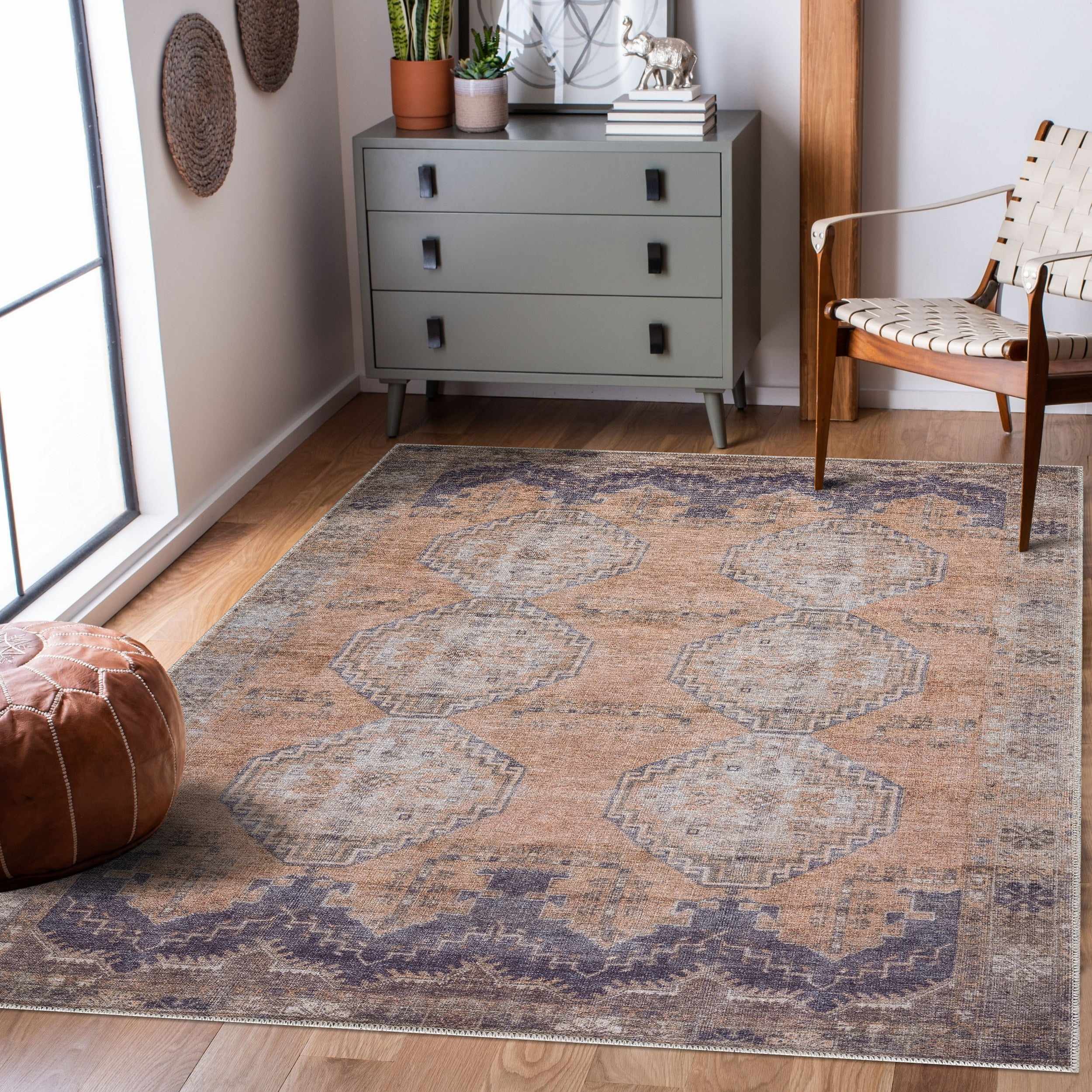 Carrabelle Peach Washable Area Rug - Clearance - Image 2