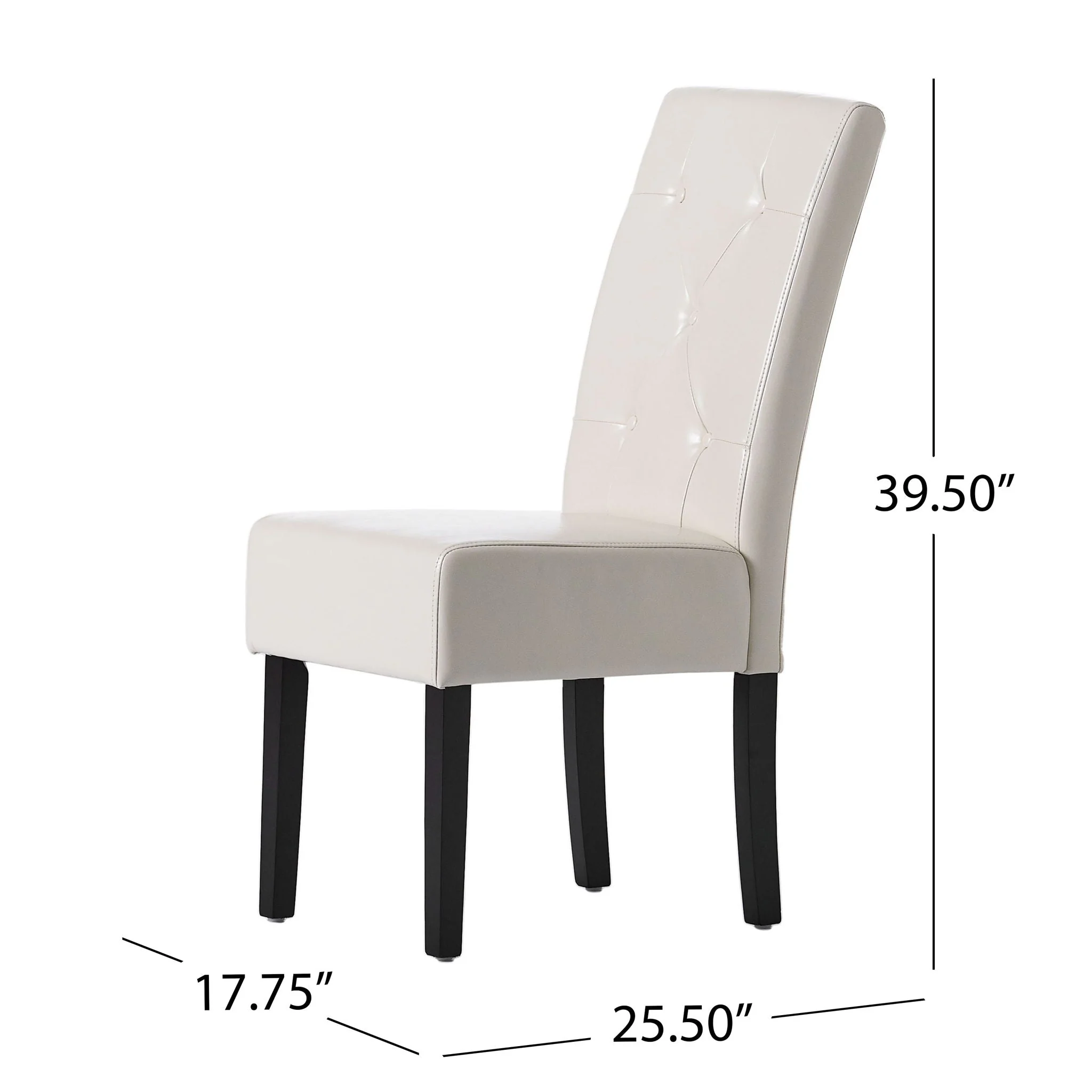 Carter - 5 Tuft Dining Chair With Button Tufted Backrest And Espresso Legs - Ivory - Image 4