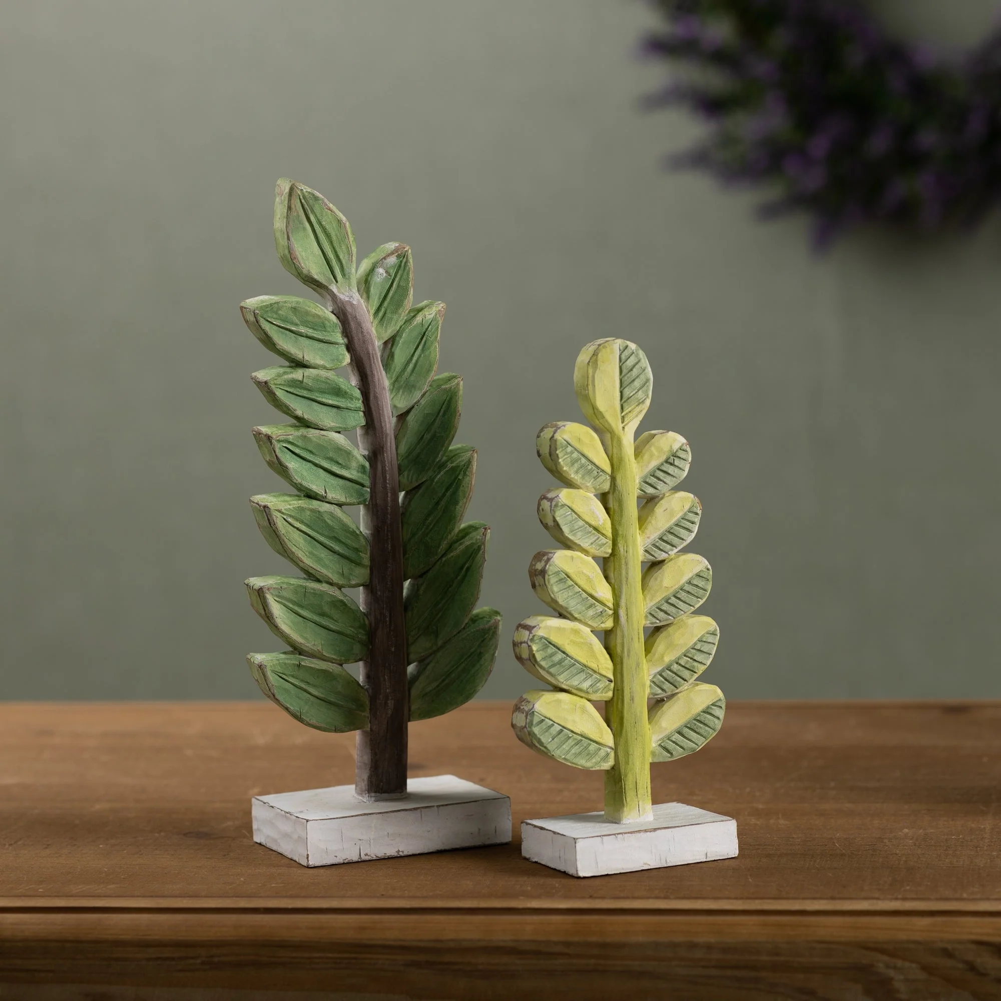 Carved leaf decor (set of 2) - Image 2