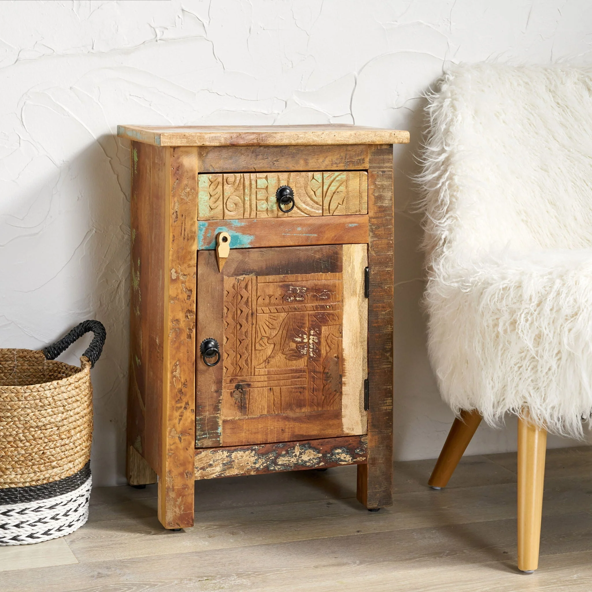 Carved Side Table - Natural - Image 3