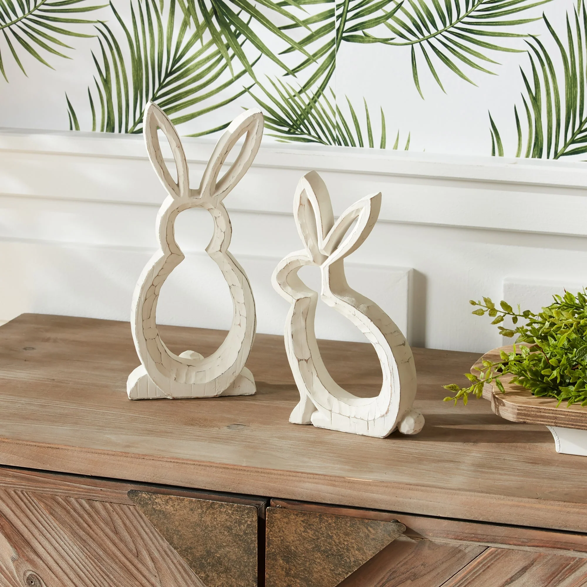 Carved Stone Bunny Outline Decor (Set of 2) - Image 2