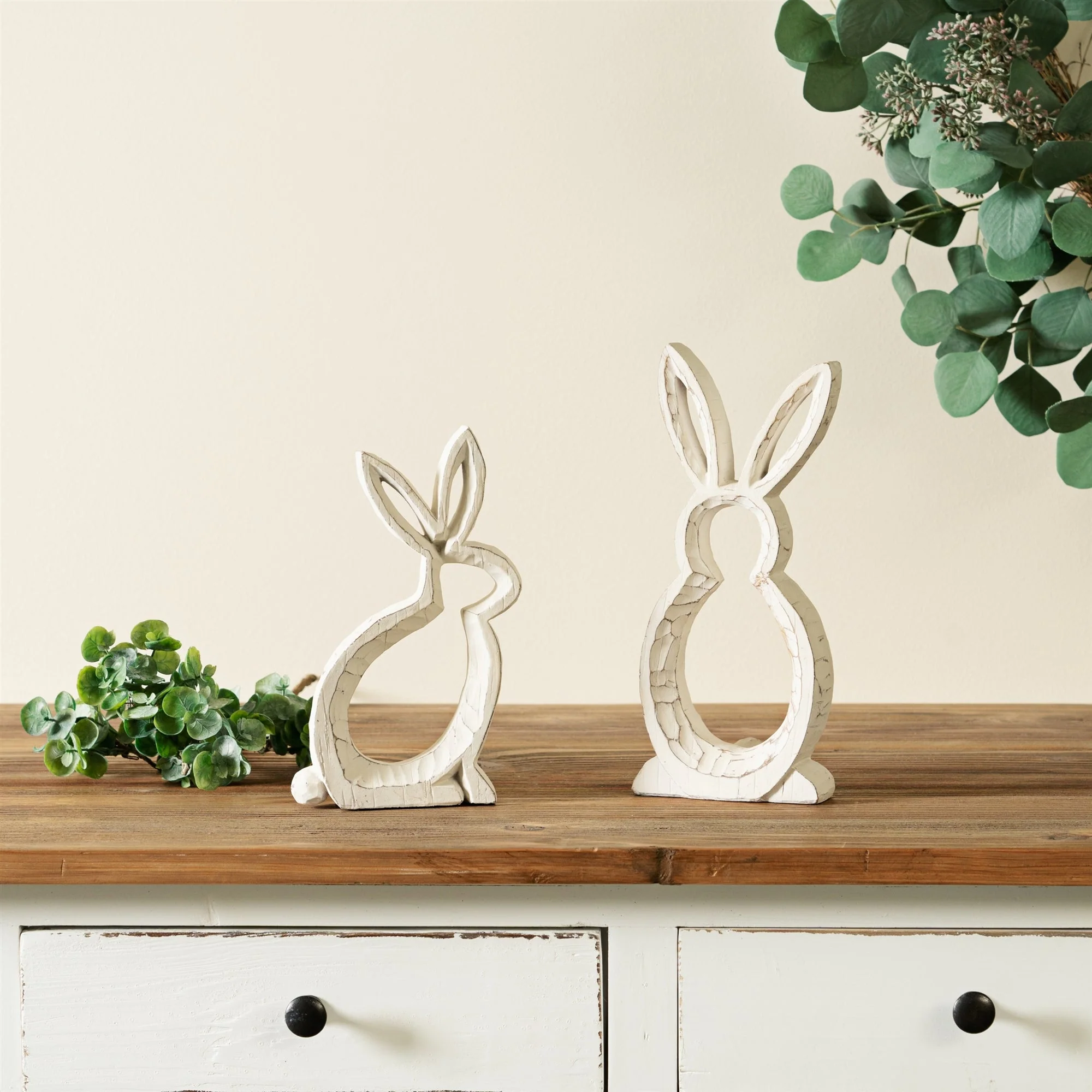 Carved Stone Bunny Outline Decor (Set of 2) - Image 3