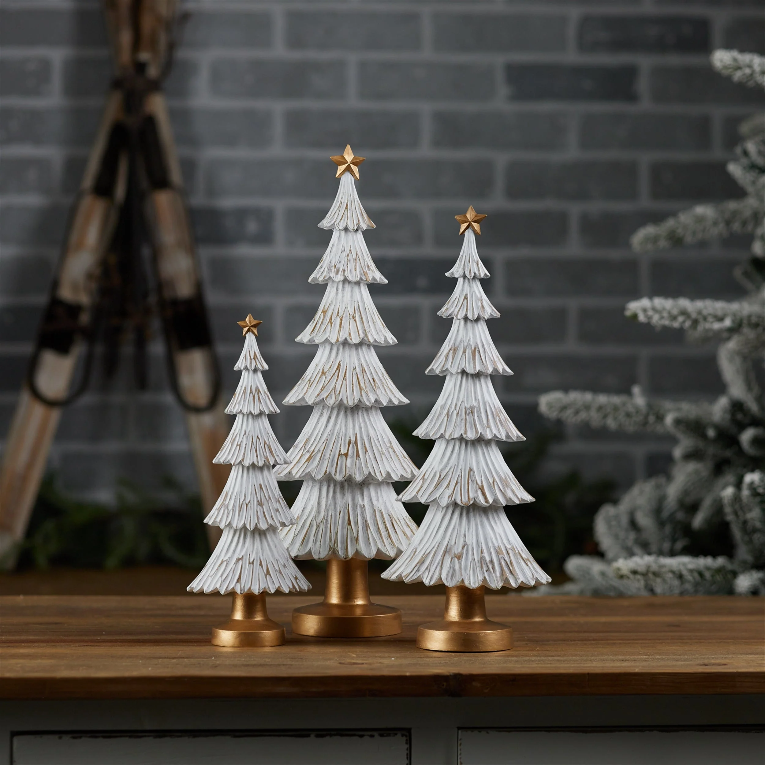 Carved Winter Christmas Tree (Set of 3) - Image 2