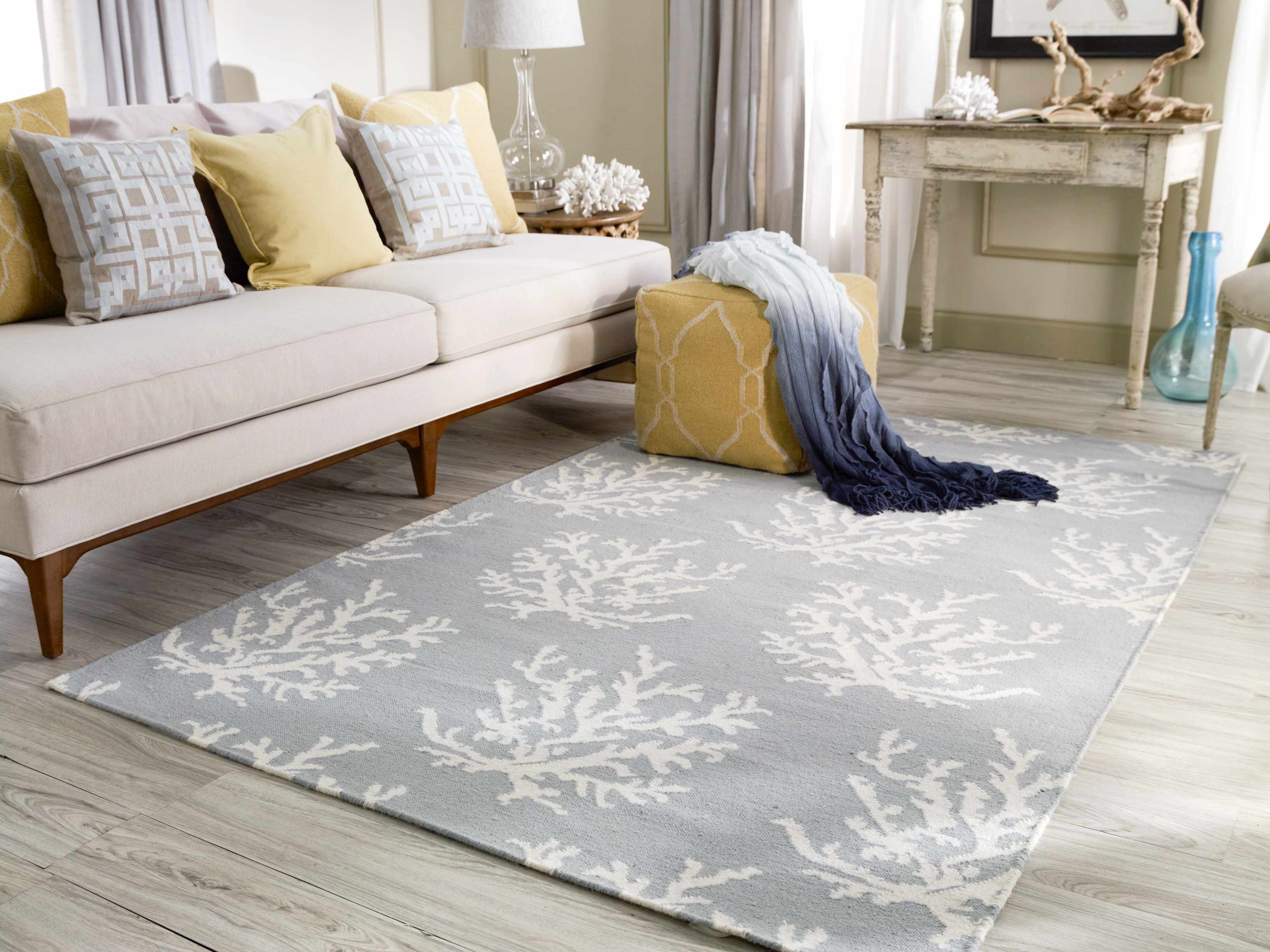 Carversville Ice Blue Botanical Wool Rug - Clearance - Image 10