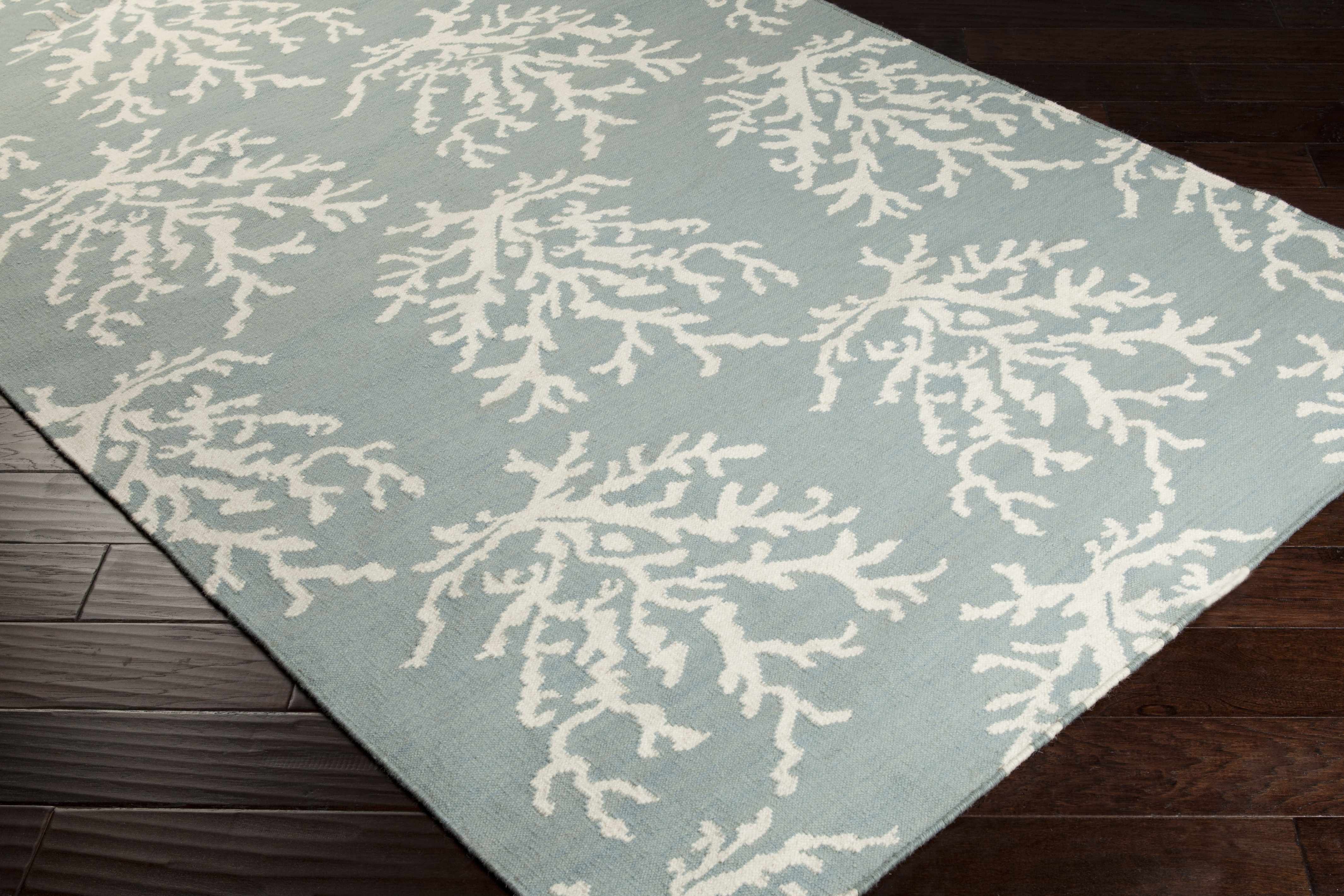 Carversville Ice Blue Botanical Wool Rug - Clearance - Image 3